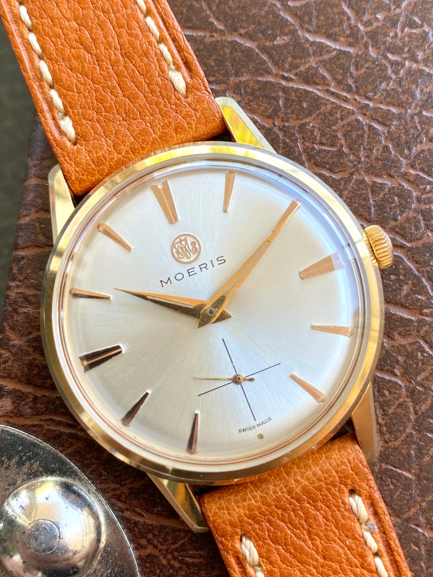 Moeris Cal. 13" Montre Vintage Suisse Mécanique Plaqué Or 1960