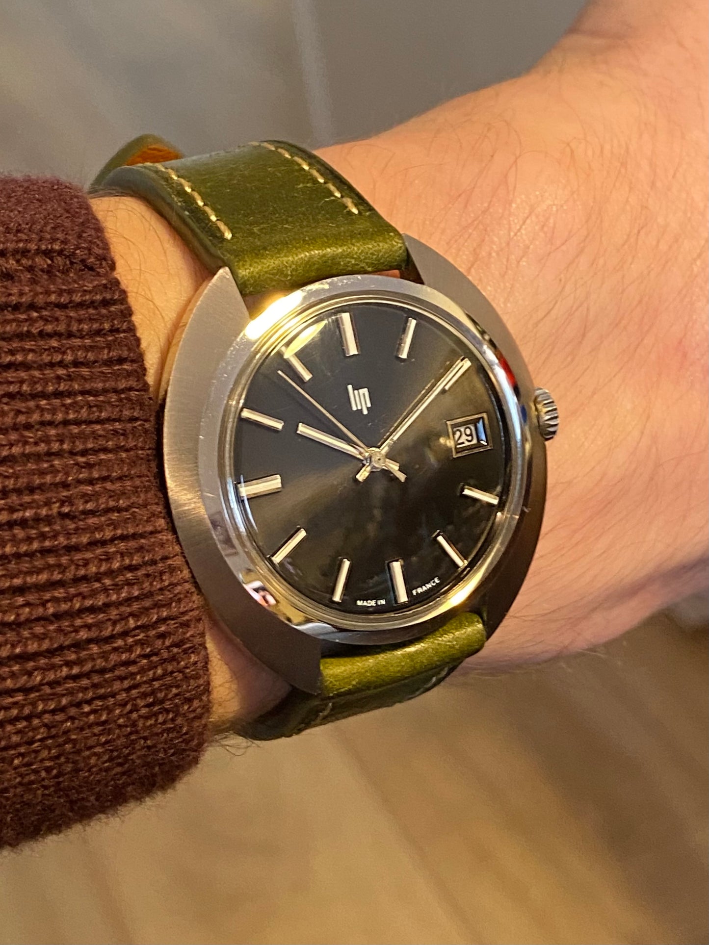 LIP Cadran Noir Montre Vintage Mécanique Cal.751 1960