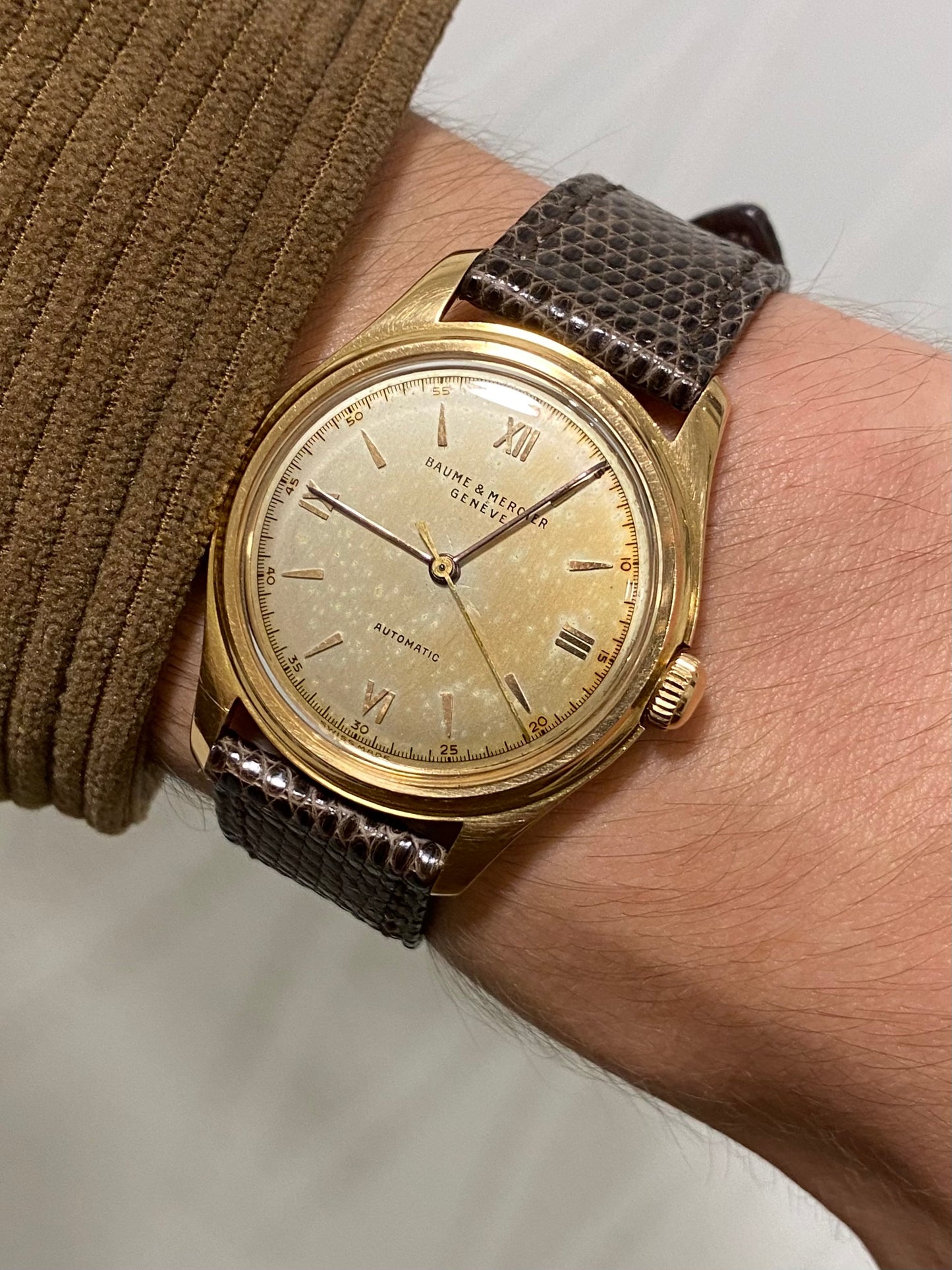 Baume & Mercier Or Rose 18k 750/1000 Bumper Automatic AS1250 Montre Vintage 1950