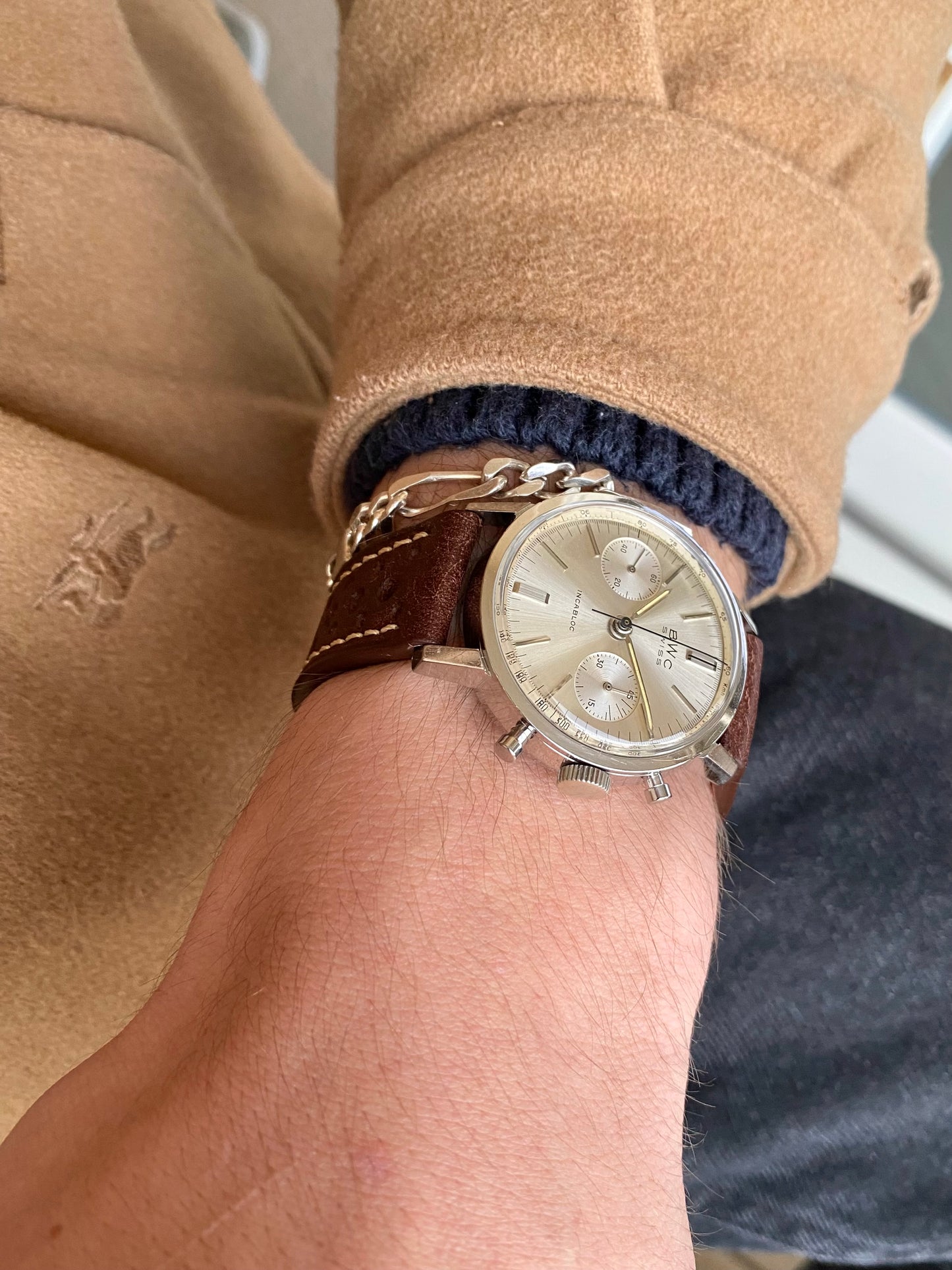 BWC Swiss Montre Vintage Chronographe en Acier - Landeron 248 - 1960