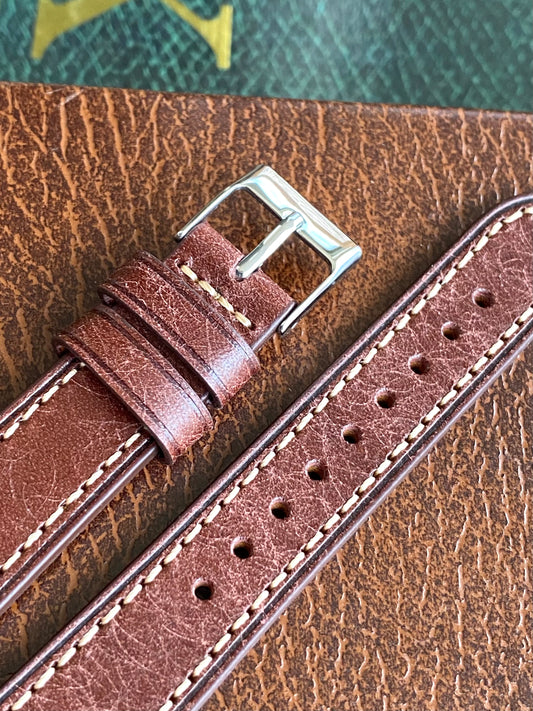 Bracelet de Montre Vintage - BORDEAUX 18mm - Cuir Véritable de Haute Qualité
