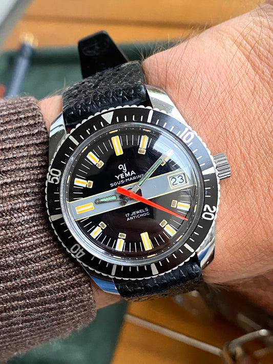 Yema Sous-Marine Rallye Dial Montre Vintage Mécanique FE141-2 Plongée 1970