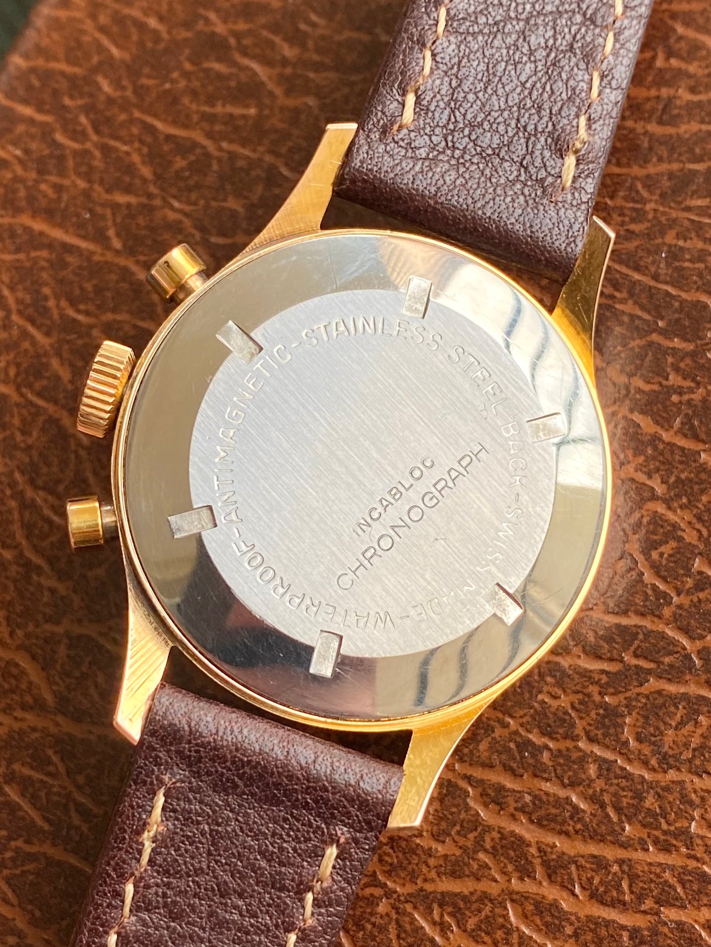 Guimport Genève Chronographe Suisse - Montre Vintage Mécanique Cadran Guilloché Plaqué Or - Landeron 151