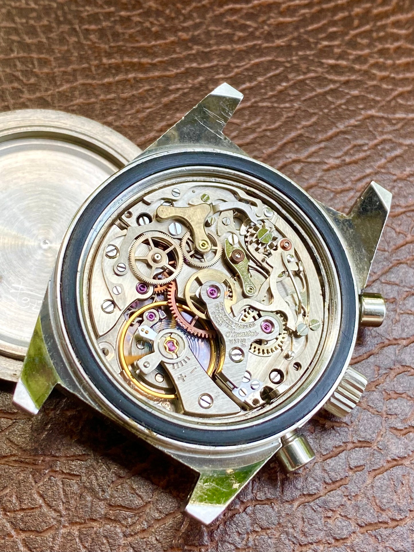 Aquastar Deepstar 10ATM Genève - Montre Vintage Chronographe Valjoux 23 Diver Big Eye - 1960