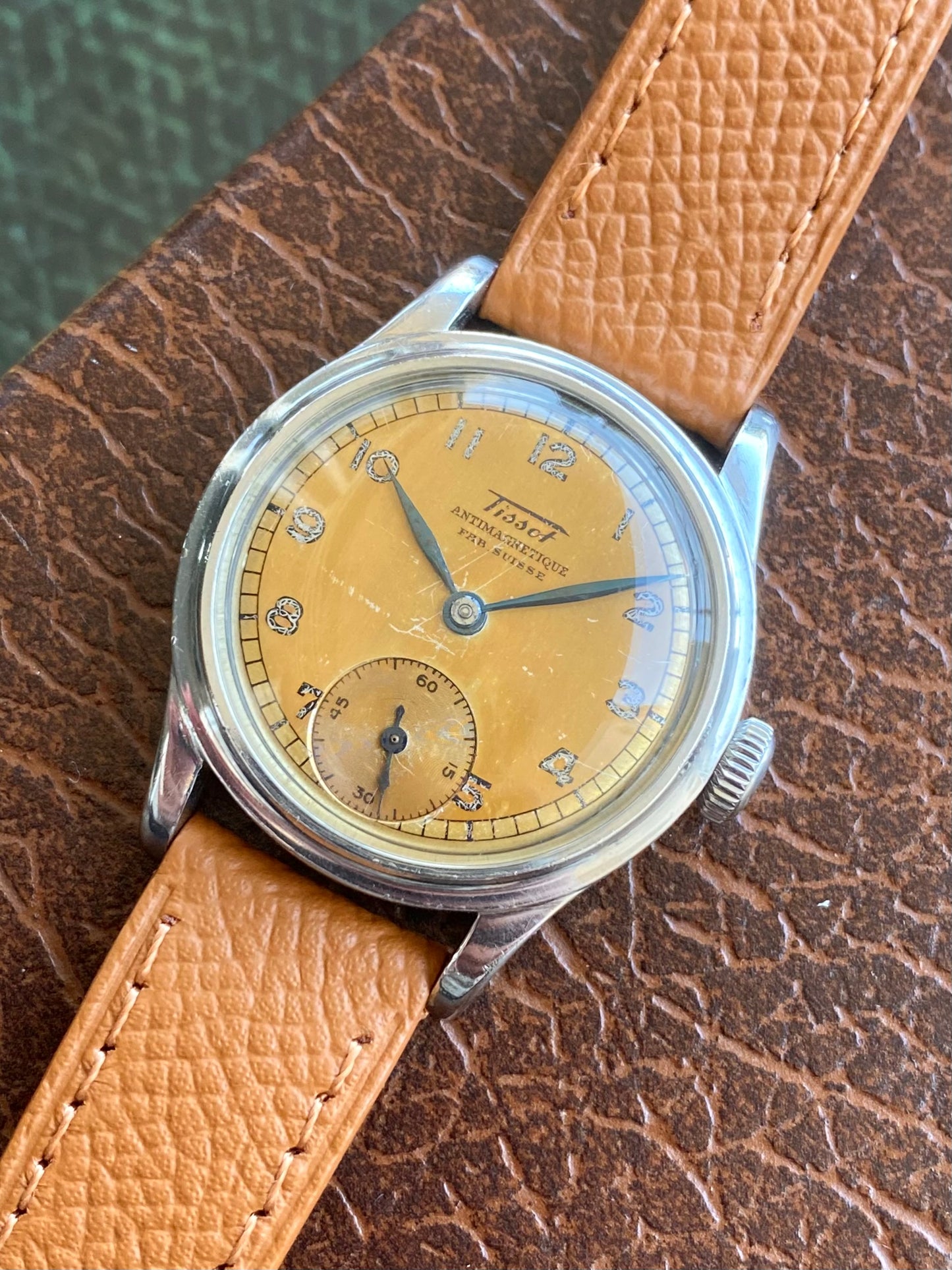 Tissot Fab. Suisse Antimagnetic Cadran Patine Tropical Militaire Montre Vintage Cal.27 - 1940