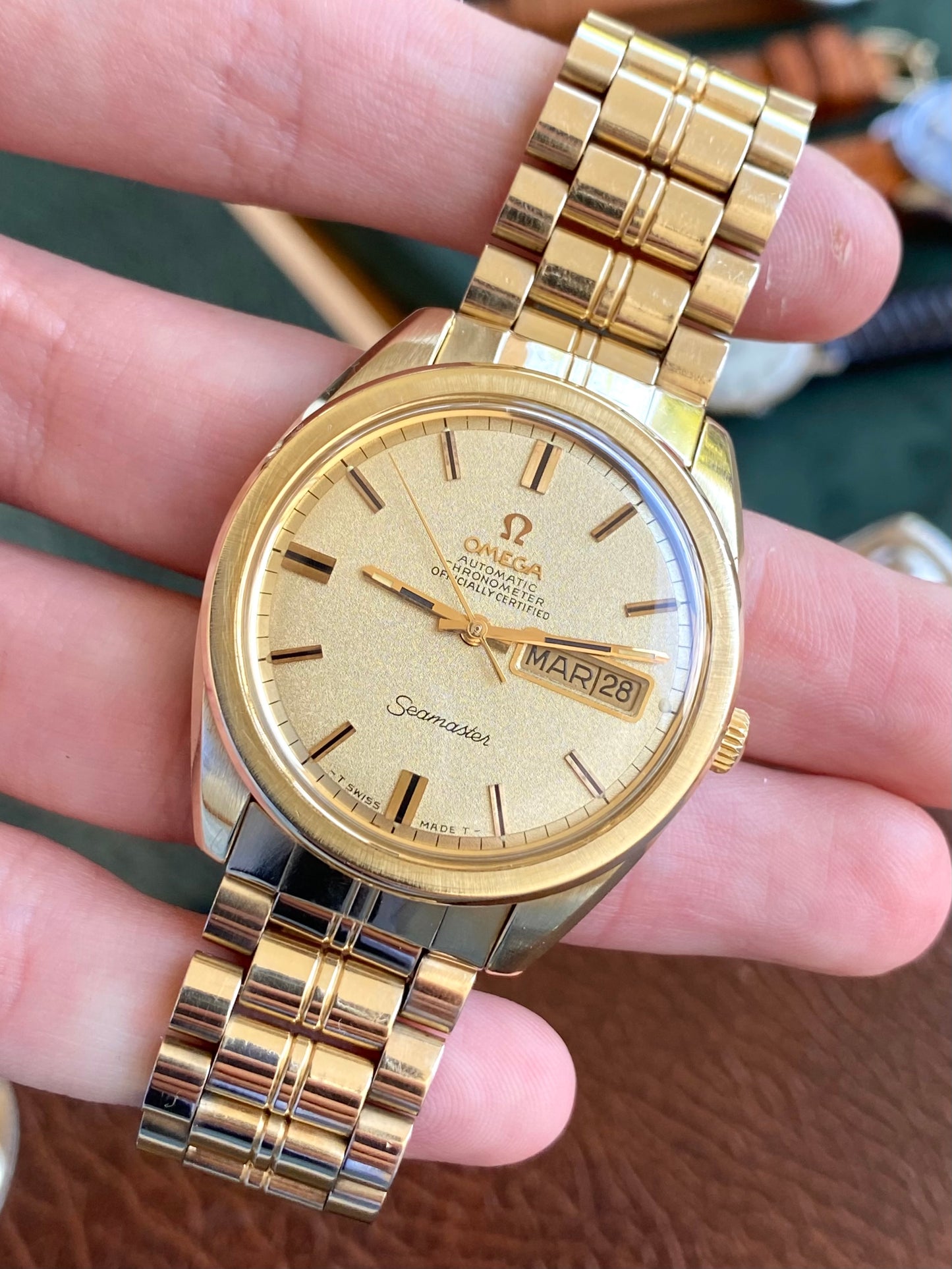 Omega Seamaster Chronometer Automatic - Ref. 168.023 Plaqué Or Bracelet 1069 - Montre Vintage Mécanique Calendrier Cal. 751 - 1968