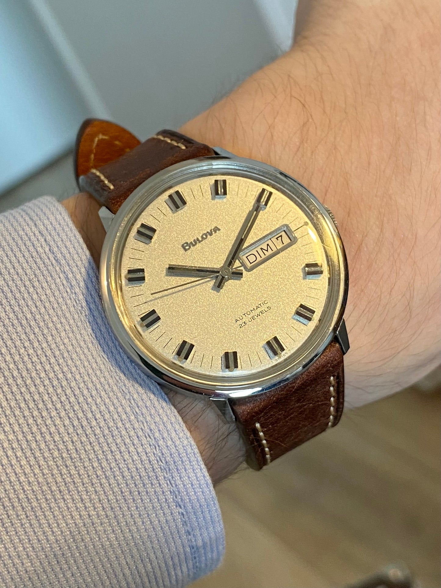 Bulova Automatic Jour Date Calendrier Cal.11ANACB Montre Vintage Mécanique Jumbo 1970