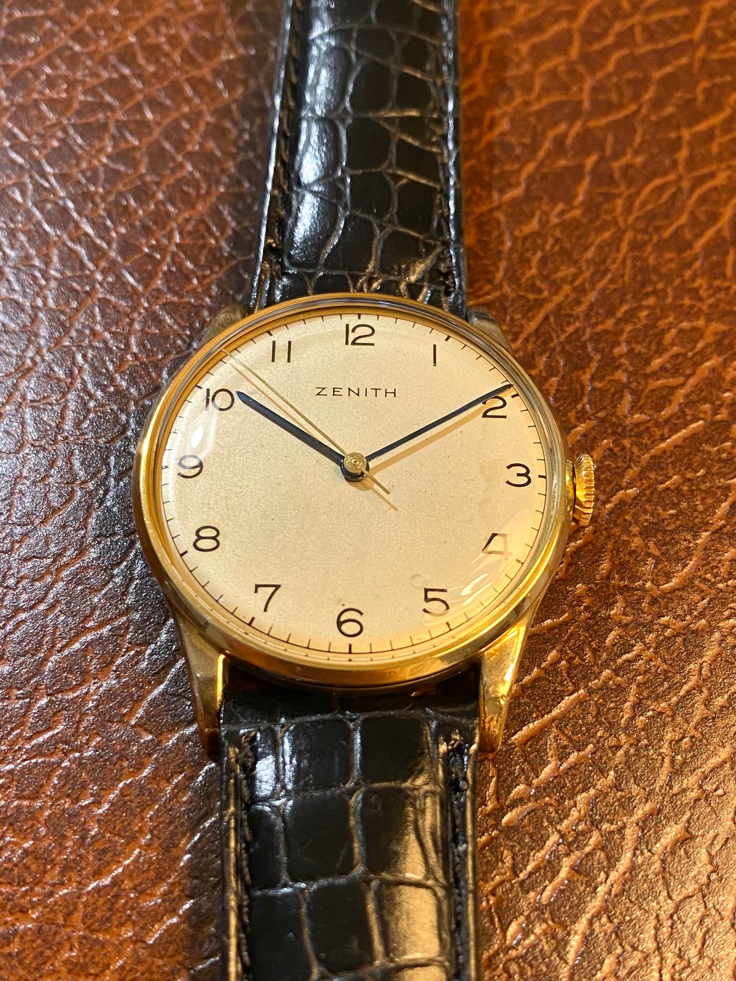 Zenith Plaqué Or Laminé 40 Microns Montre Vintage Mécanique Cal.106 1950