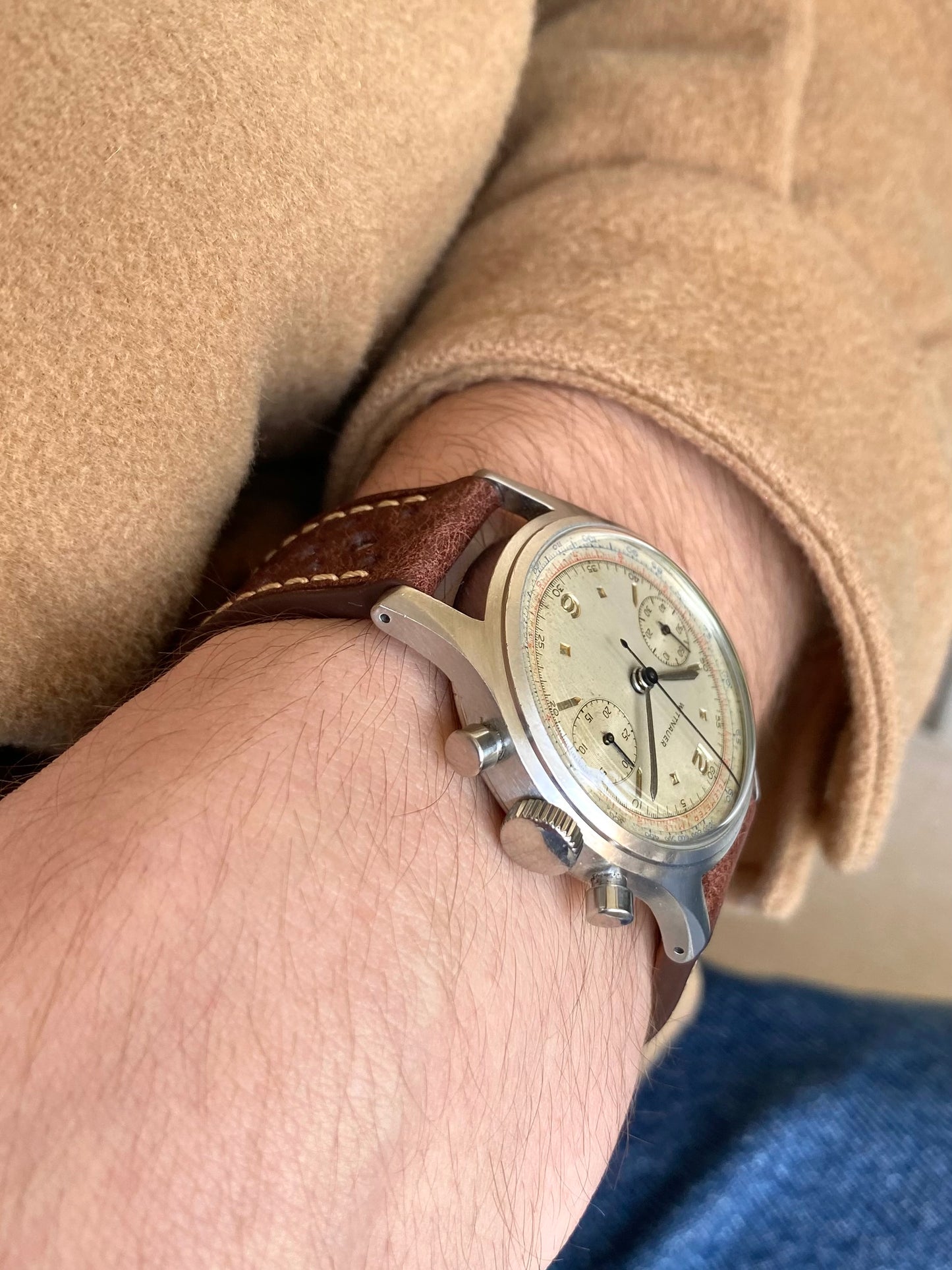 Wittnauer MultiScale Chronograph - Montre Vintage Mécanique Acier - Venus 188 - Aviation Militaire 1940