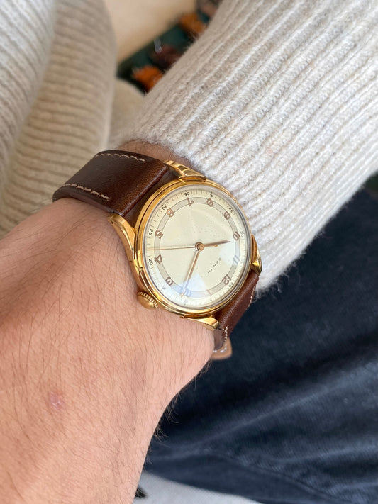 Zenith Calatrava Boîtier Plaqué Or Cornes de Vache - Montre Vintage Mécanique Cal.106 1950