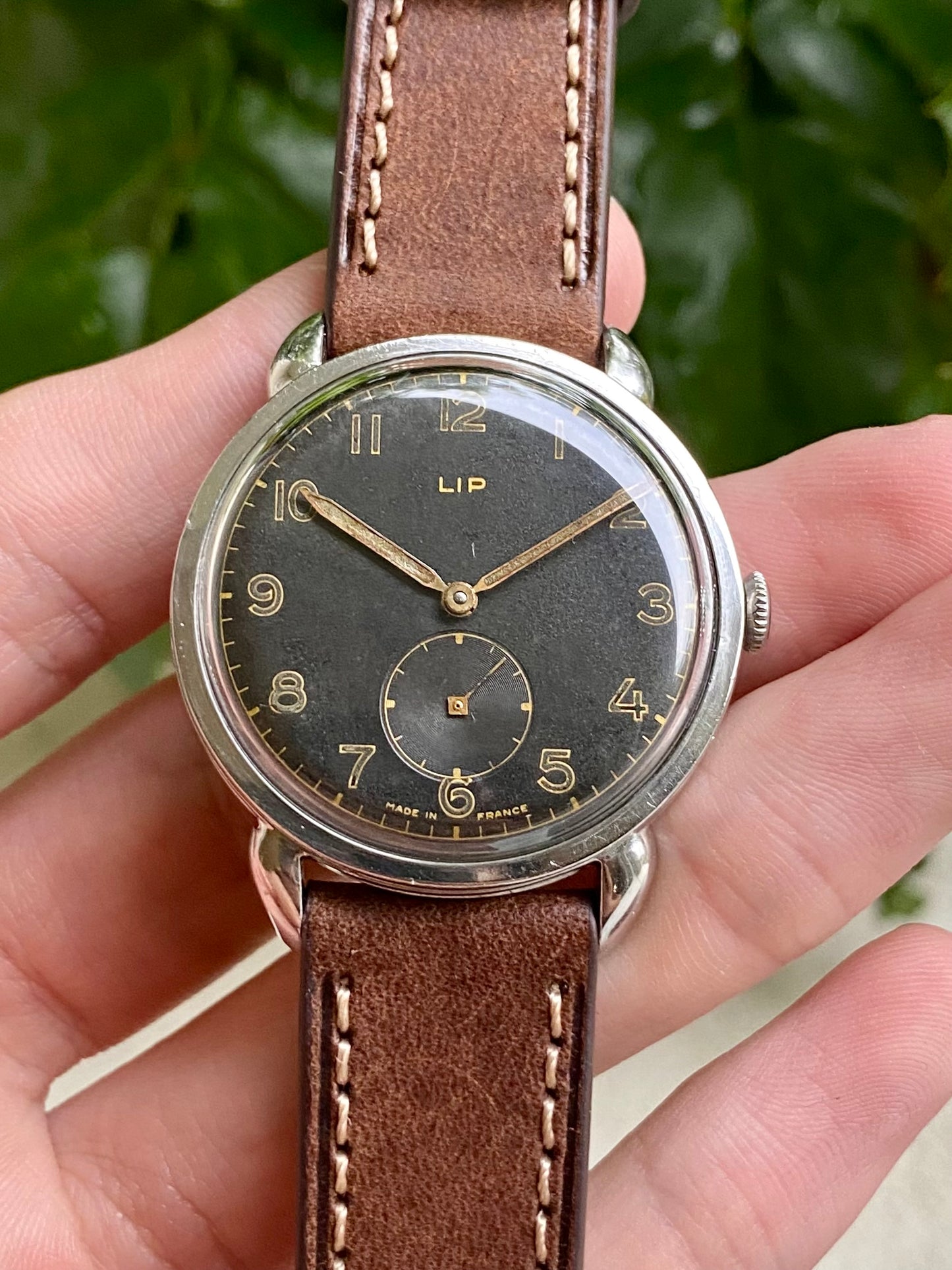 LIP Montre Vintage Mécanique Cal.R25 Français Cadran Noir 1950
