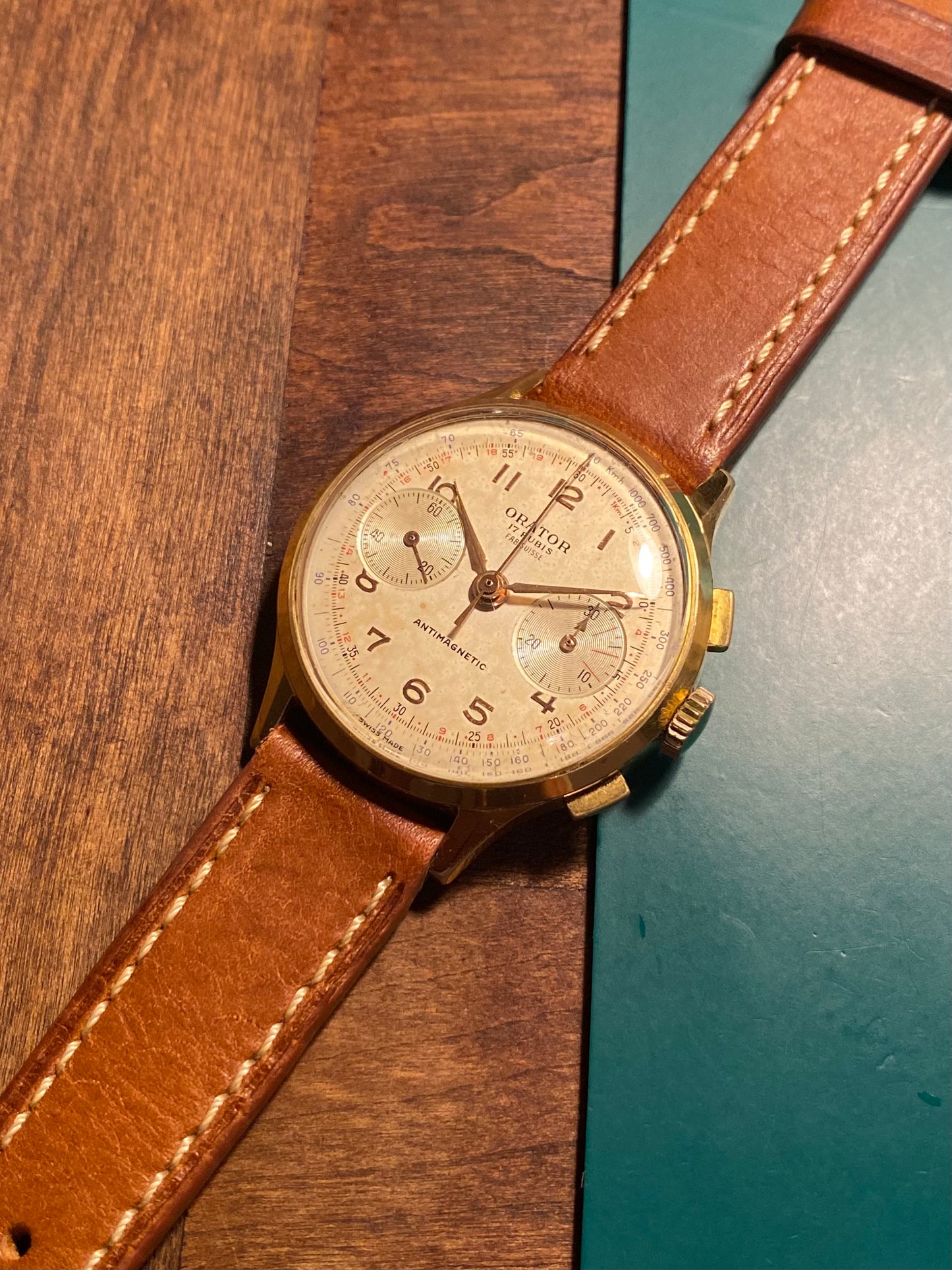ORATOR Fab Suisse Chronographe Montre Vintage Landeron 48 Mécanique 1950