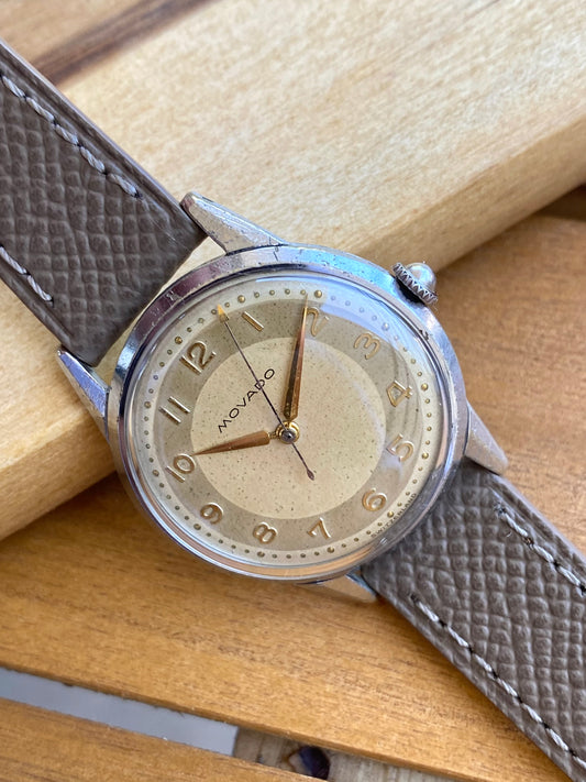 Movado Montre Vintage Mécanique Cadran Bi-Ton 1950