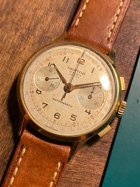 ORATOR Fab Suisse Chronographe Montre Vintage Landeron 48 Mécanique 1950