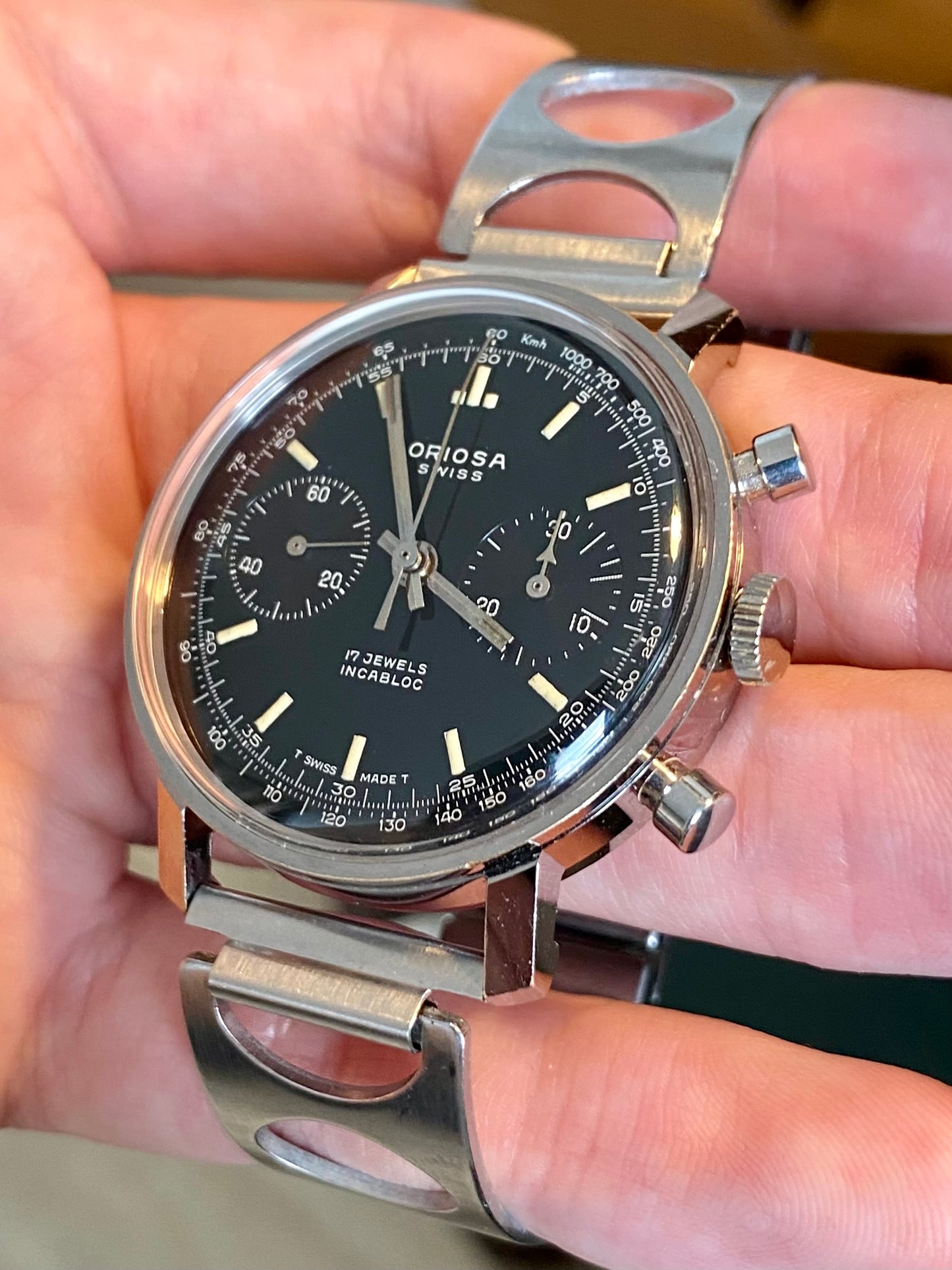 Oriosa Swiss Montre Chronographe Landeron 248 Rallye Vintage Mécanique Jumbo 1960-1970