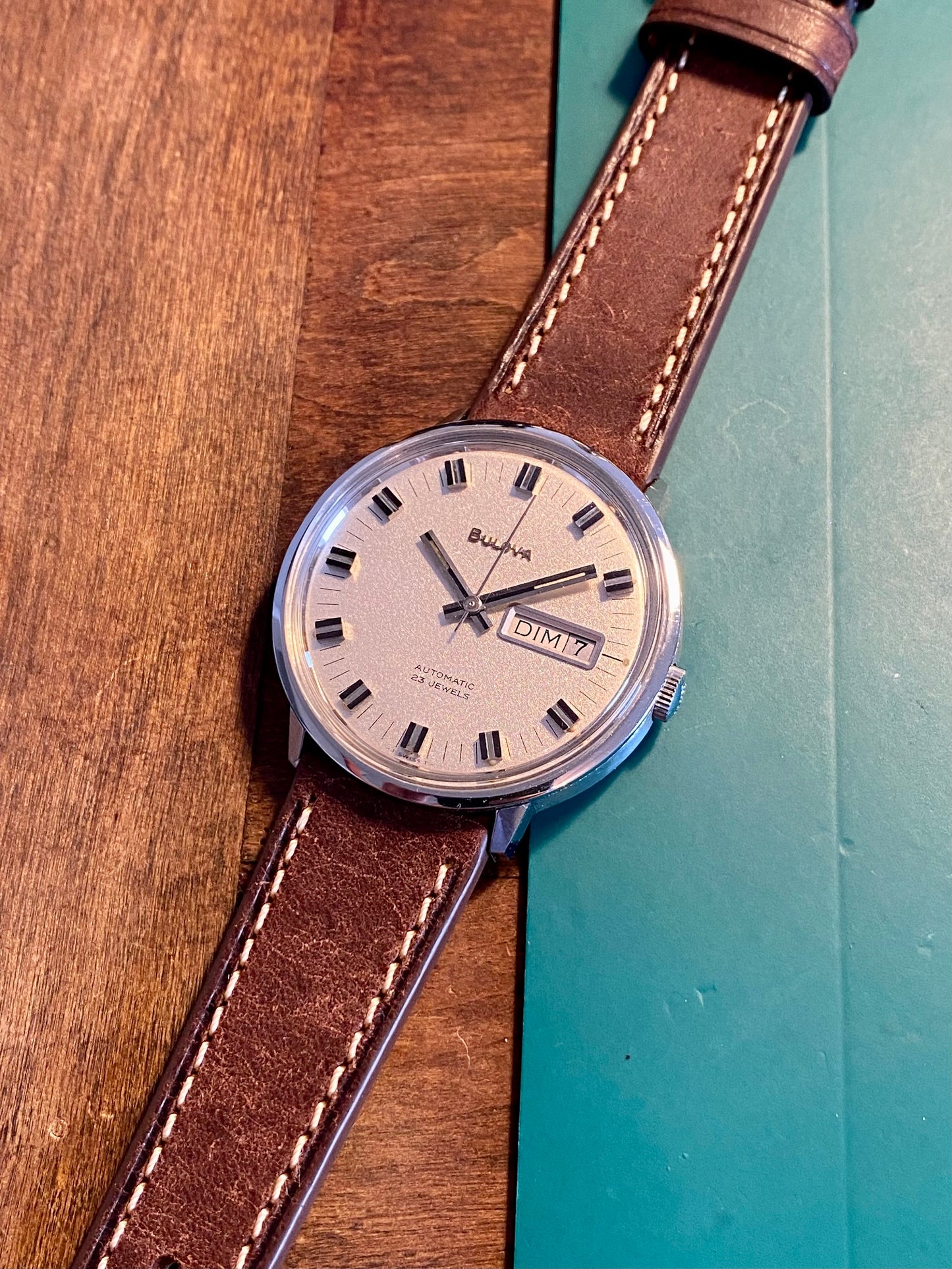 Bulova Automatic Jour Date Calendrier Cal.11ANACB Montre Vintage Mécanique Jumbo 1970