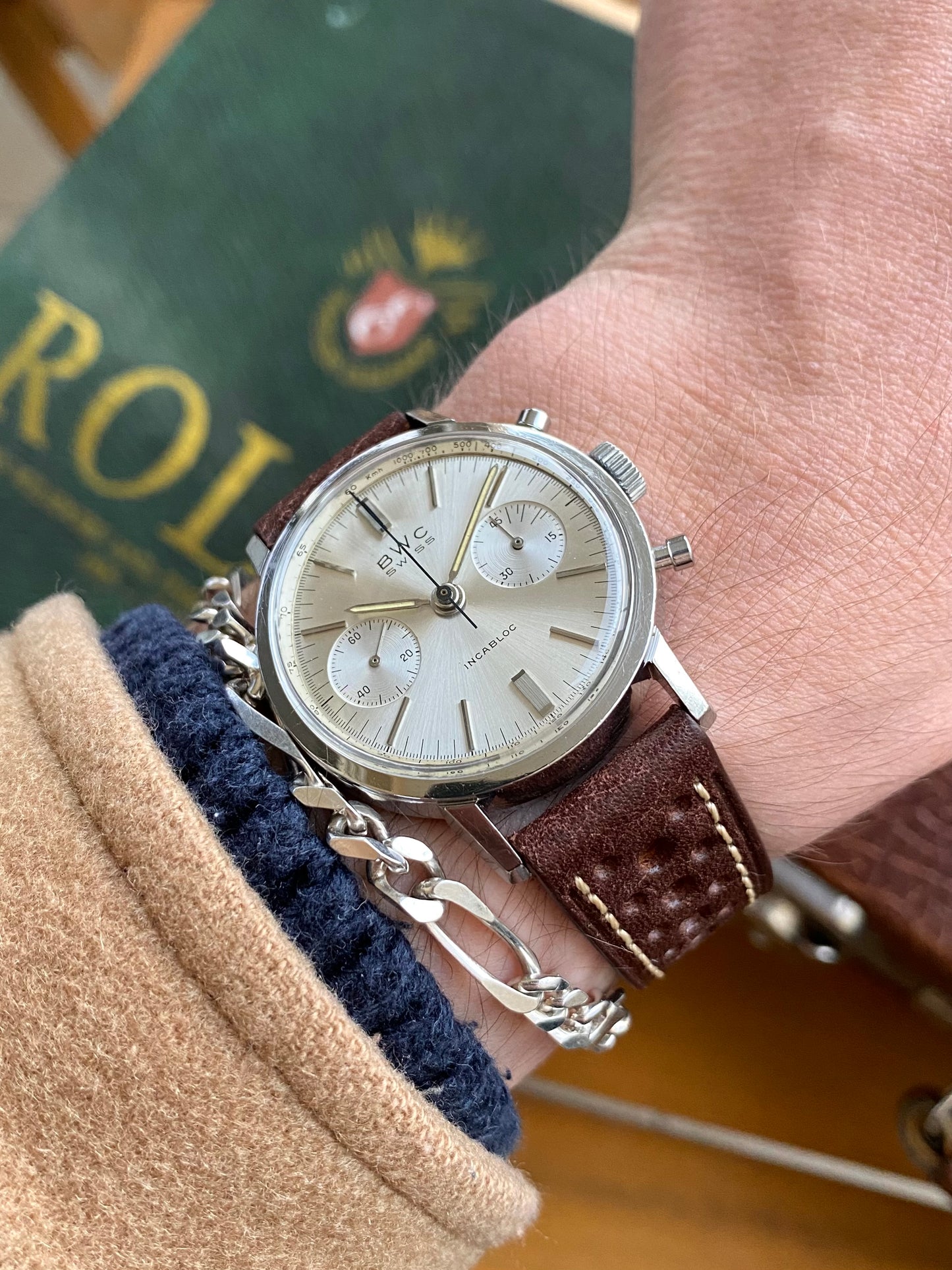 BWC Swiss Montre Vintage Chronographe en Acier - Landeron 248 - 1960