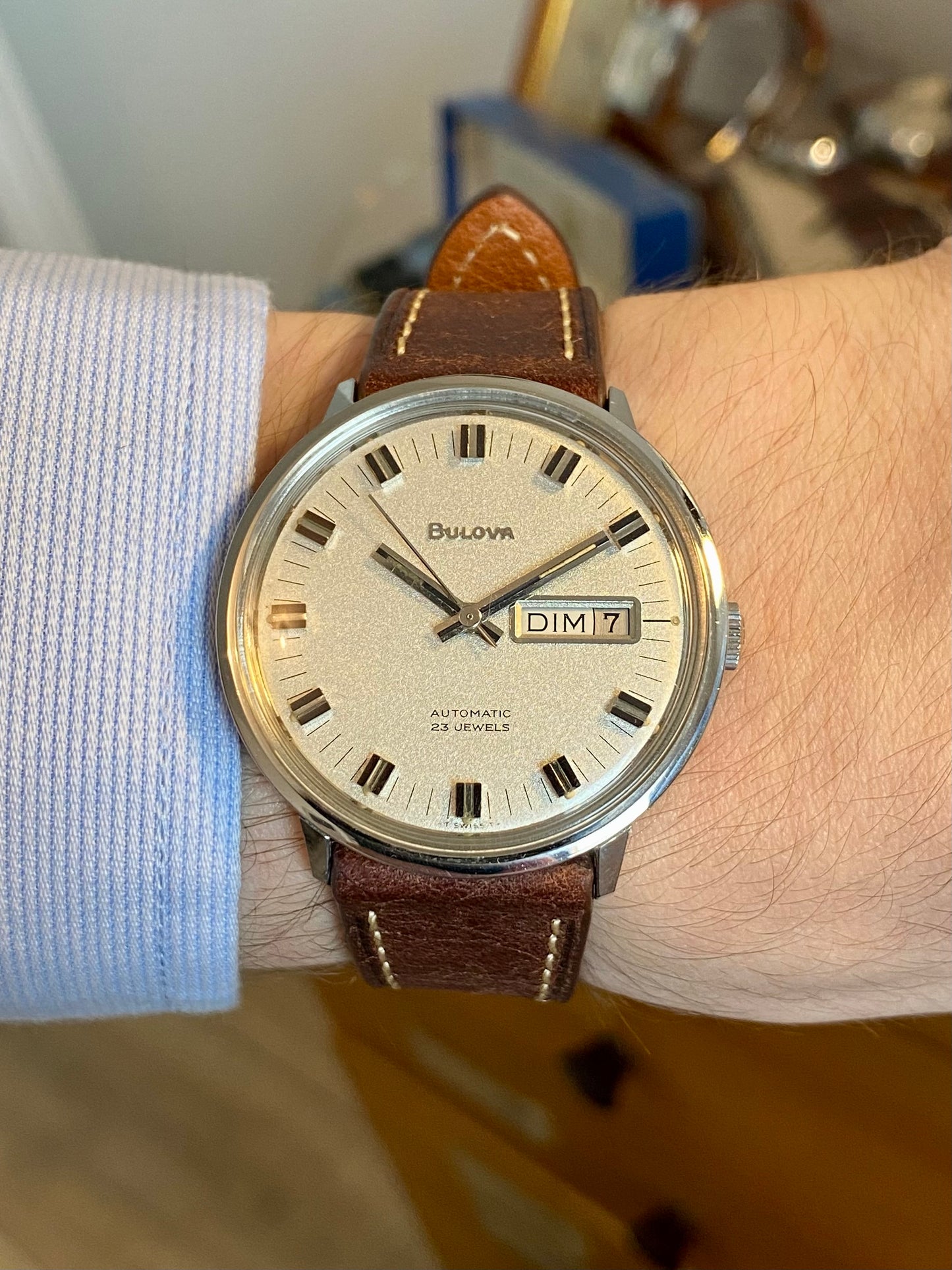 Bulova Automatic Jour Date Calendrier Cal.11ANACB Montre Vintage Mécanique Jumbo 1970
