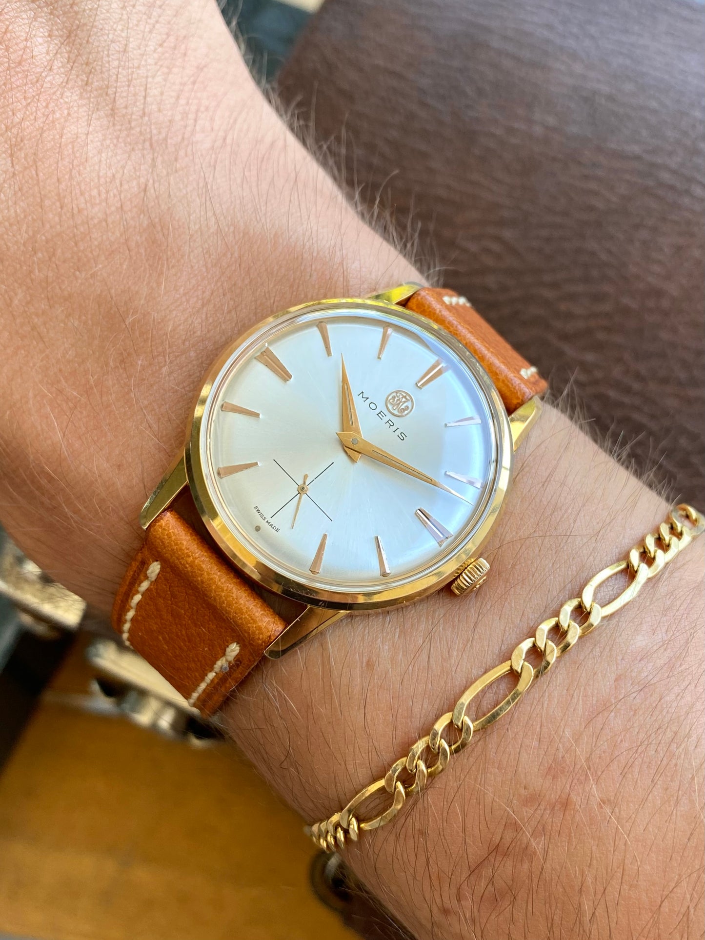Moeris Cal. 13" Montre Vintage Suisse Mécanique Plaqué Or 1960