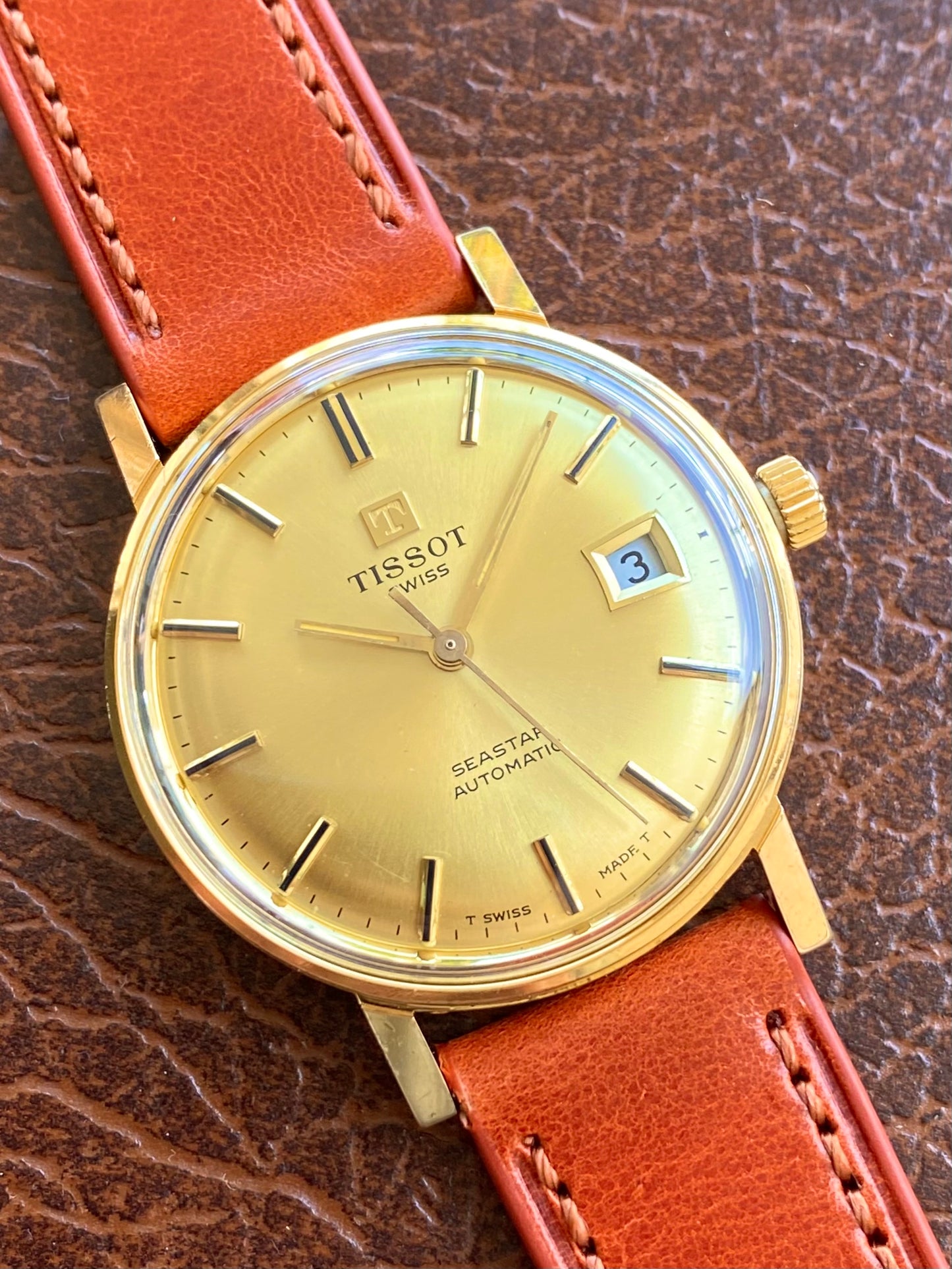 Tissot Seastar Automatic Date - Plaqué Or Cal. 2481 Montre Vintage Mécanique 1960