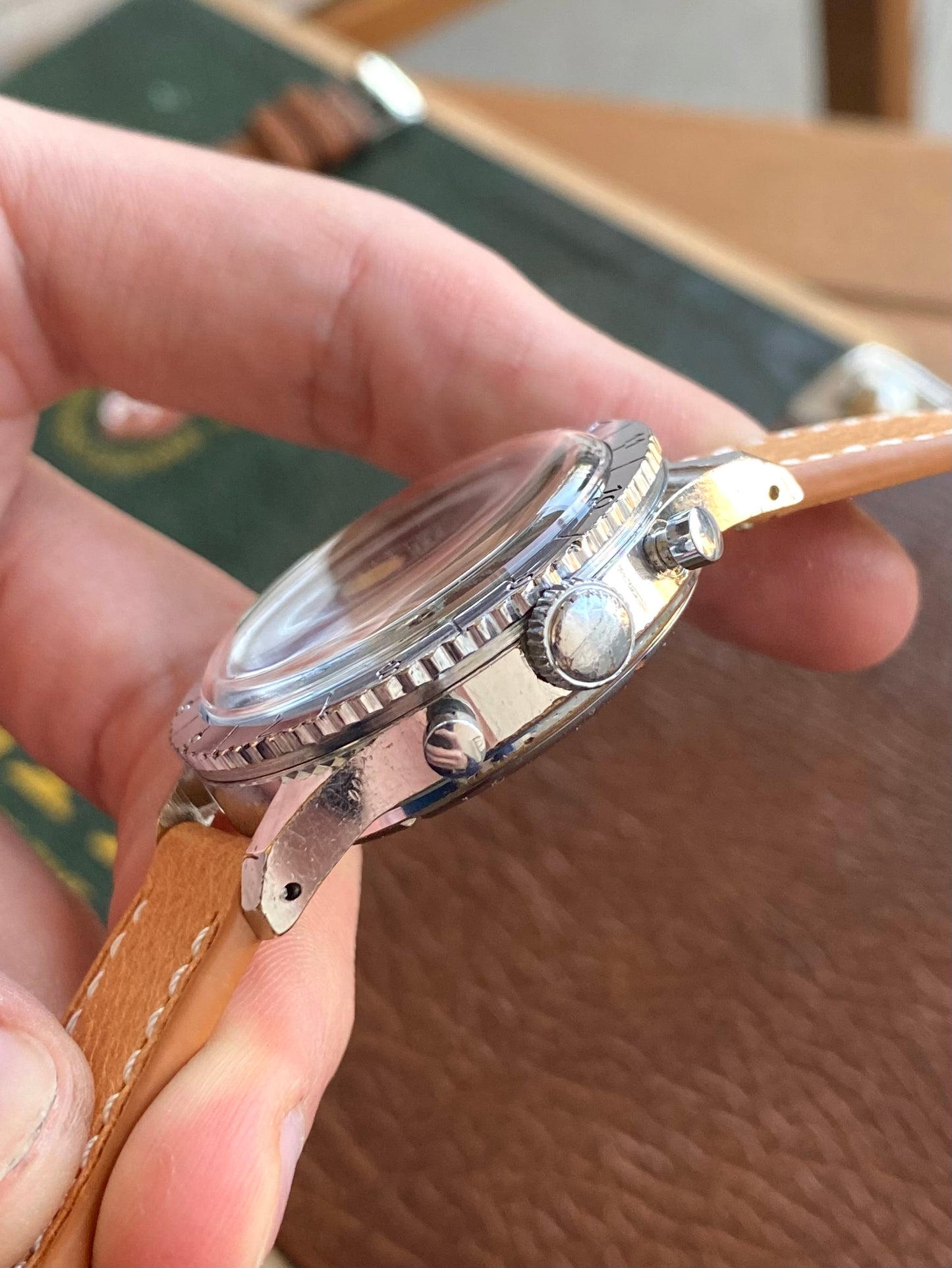 Montre Chronographe Aviation TEKEL - Montre Vintage Mécanique Landeron 248 - Cadran Noir Jumbo- 1960