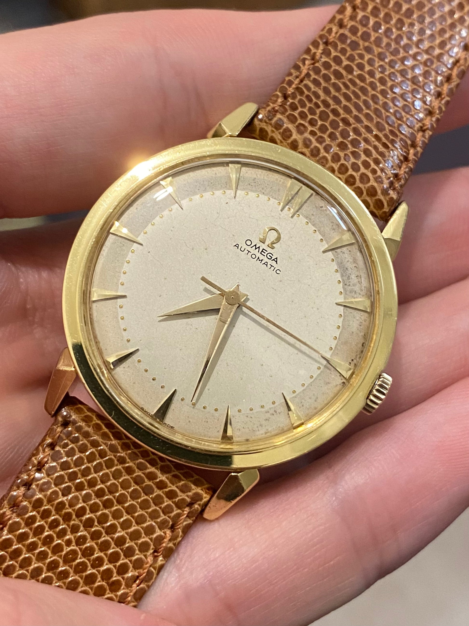 Omega Automatic Or Jaune 18k 750 1000 Cal.501 Montre Vintage 1956