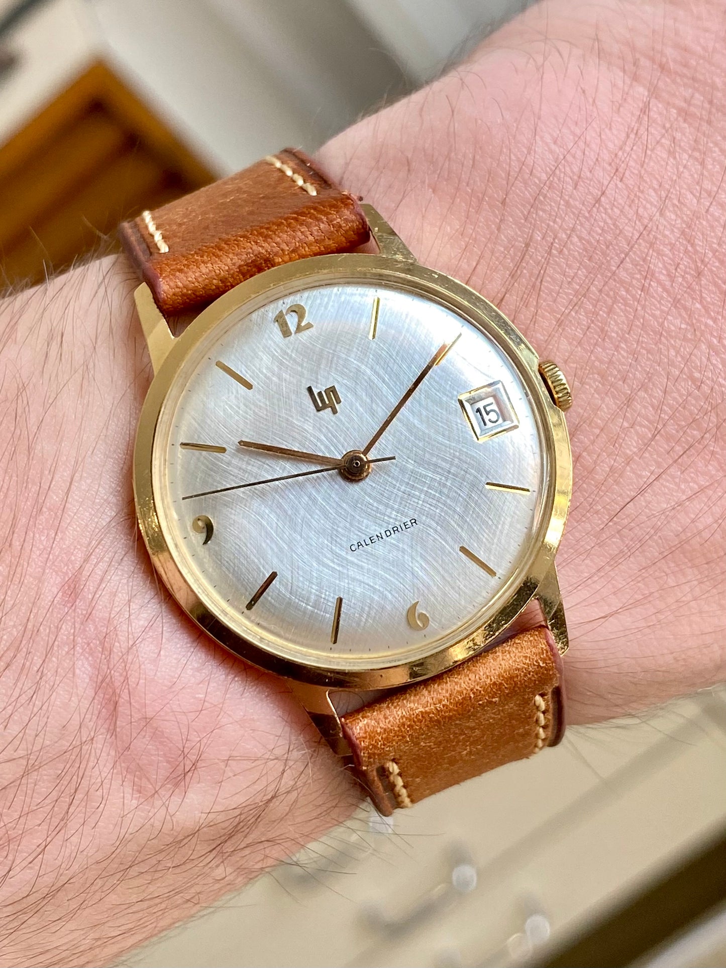 LIP Calendrier Or Jaune 18k 750/1000 Montre Vintage Mécanique R017 1960