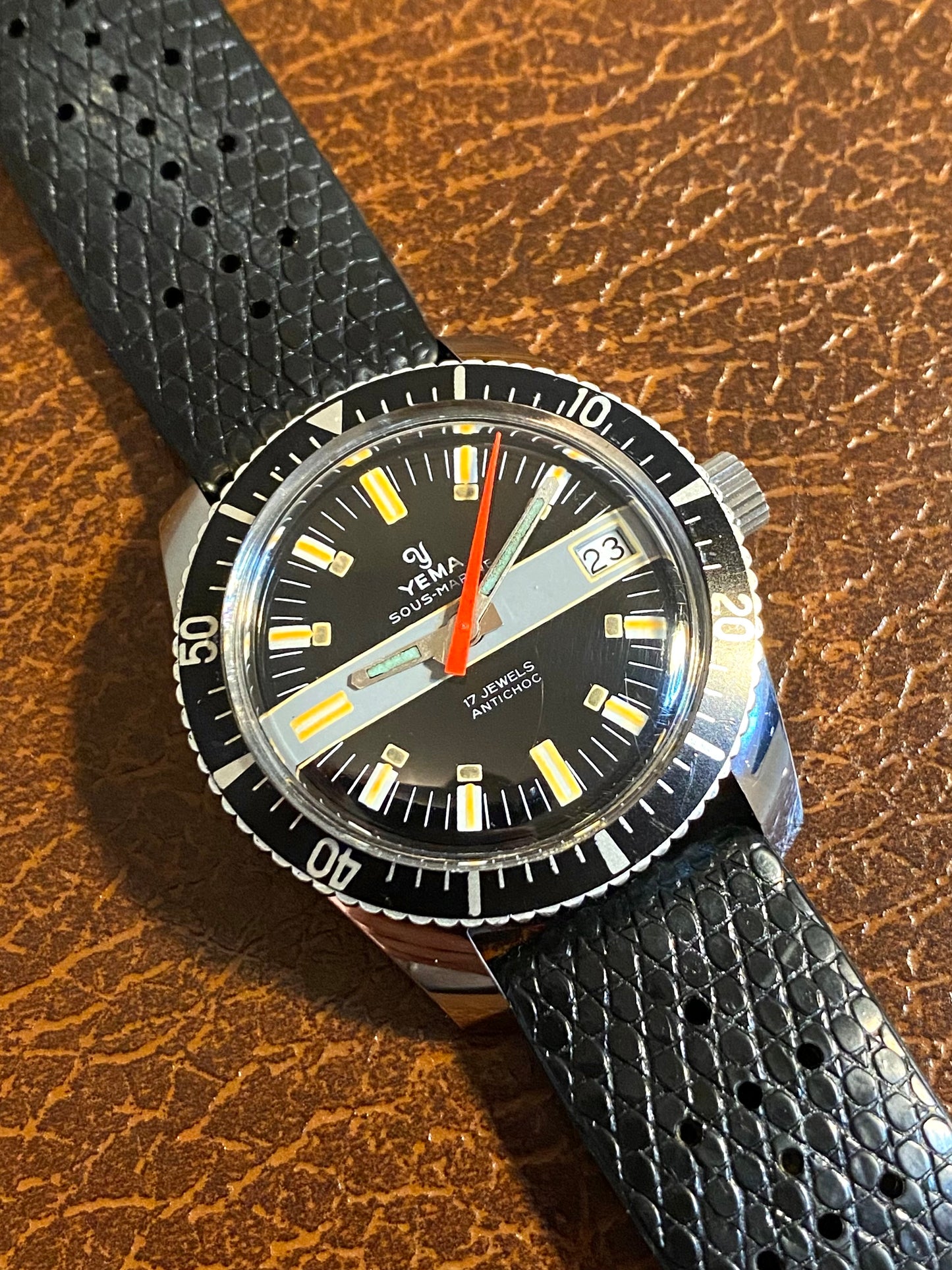 Yema Sous-Marine Rallye Dial Montre Vintage Mécanique FE141-2 Plongée 1970