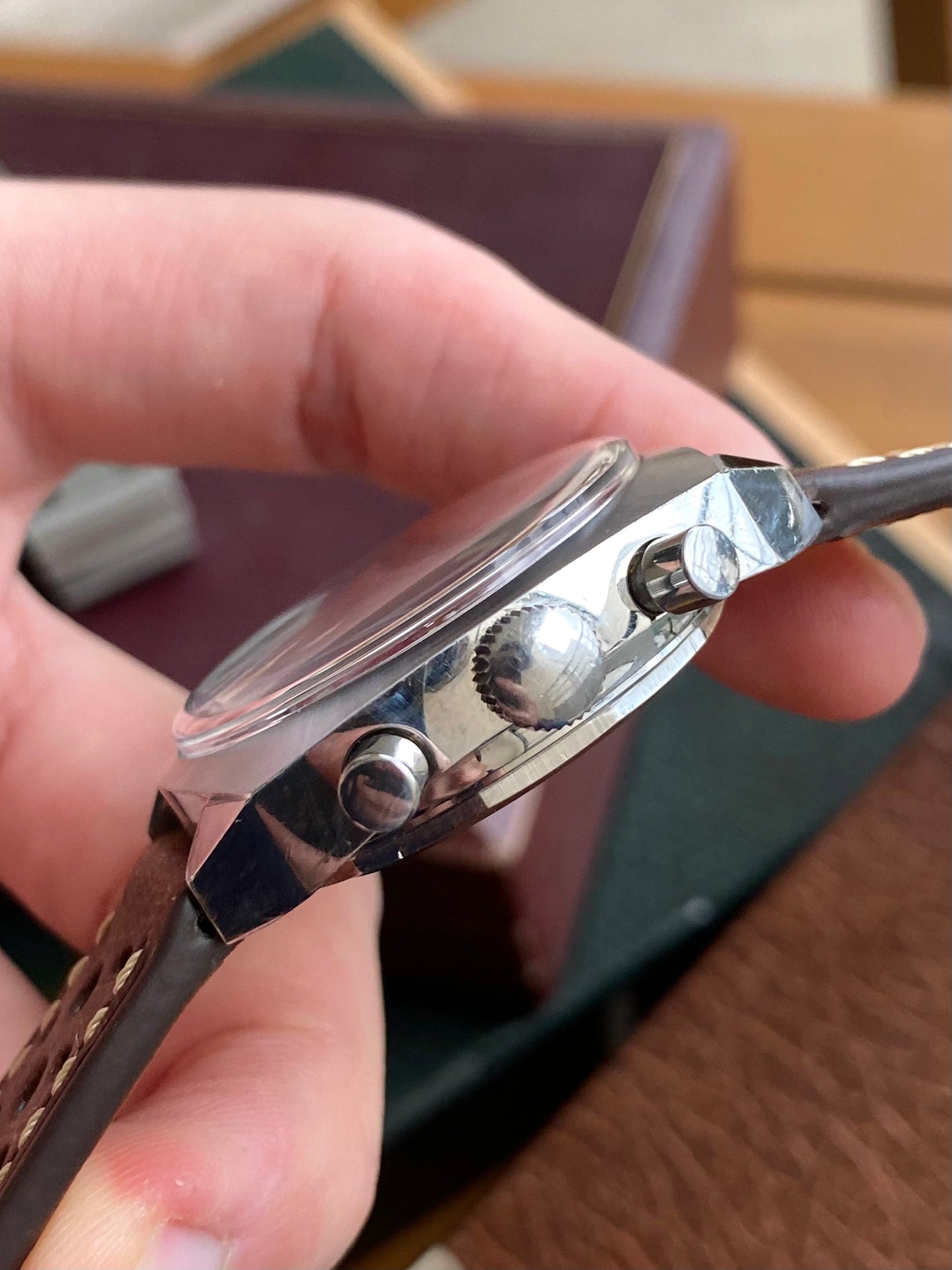 Blita Montre Vintage Chronographe Mécanique Valjoux 7734 - Cadran Bordeaux Sport Rallye 1970