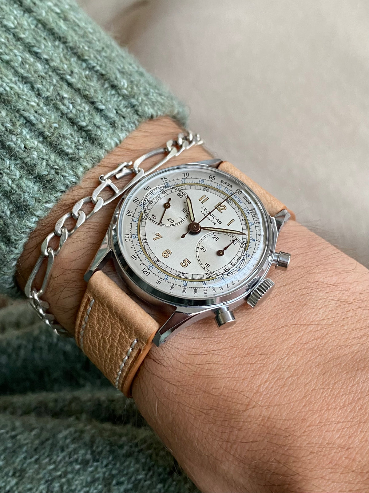 Leonidas Fab. Suisse Chronographe Landeron 48 - Pré Heuer Montre Vintage Mécanique 1940