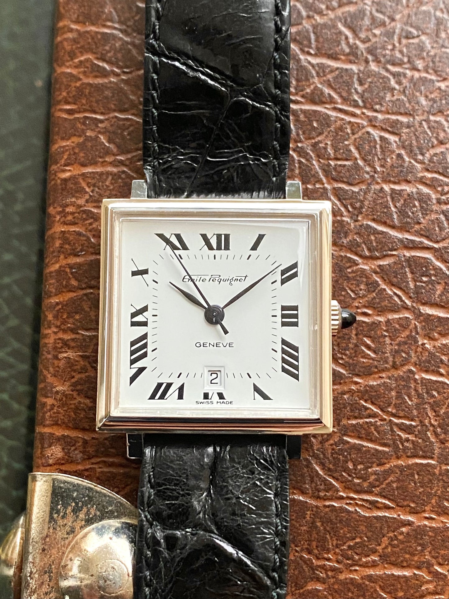 Emile Pequignet NOS Neuve de Stock - Montre Vintage Automatic Carré Chiffres Romains ETA 2670 - 1970