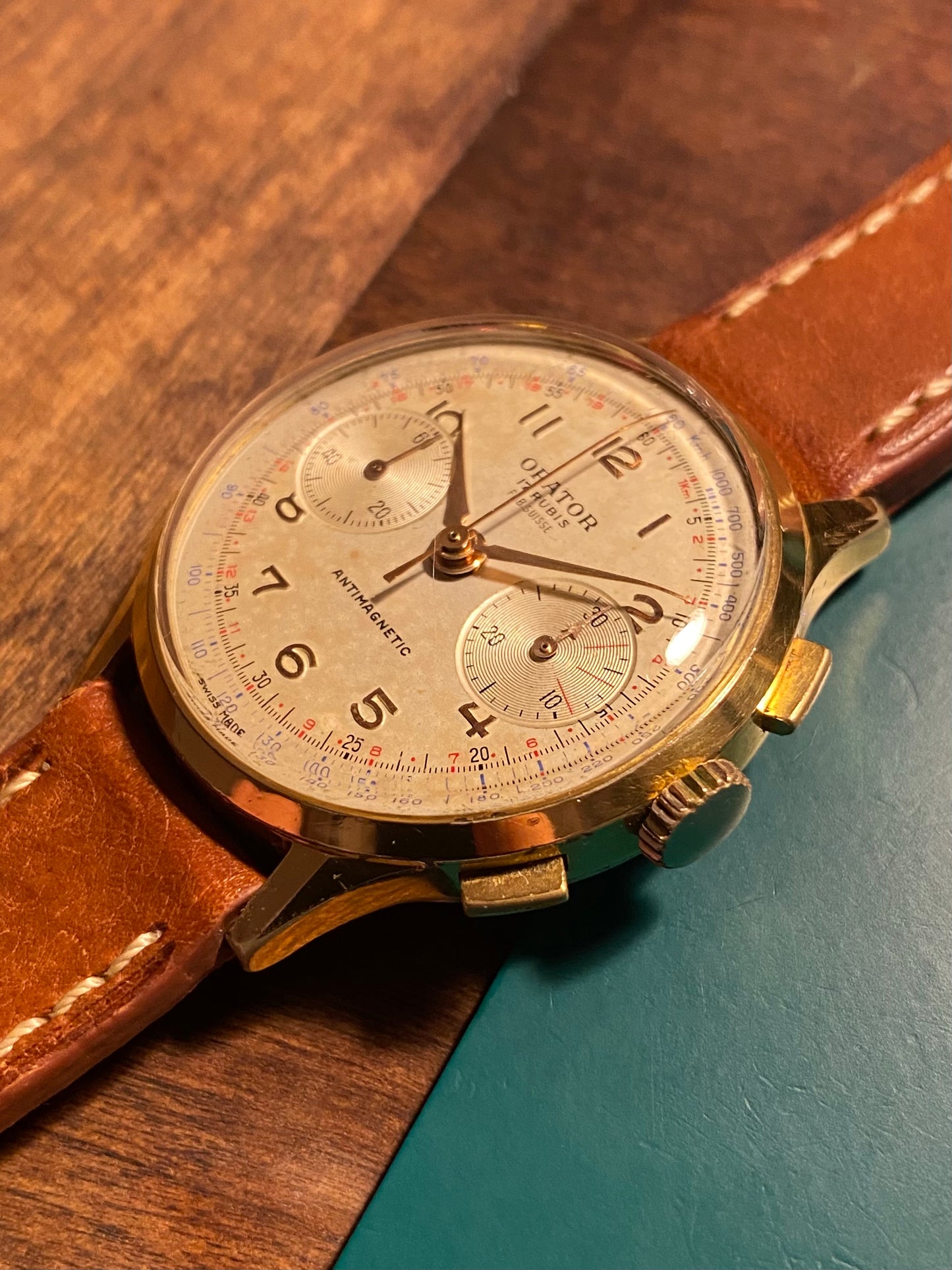 ORATOR Fab Suisse Chronographe Montre Vintage Landeron 48 Mécanique 1950