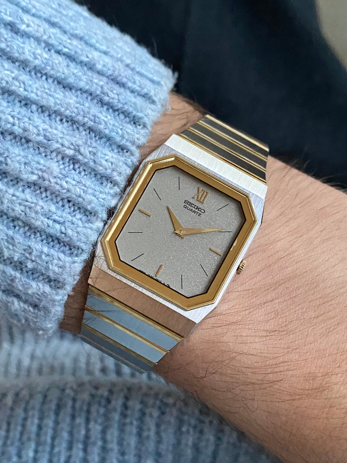 Seiko Tank Quartz Montre Vintage Or - Acier 1980