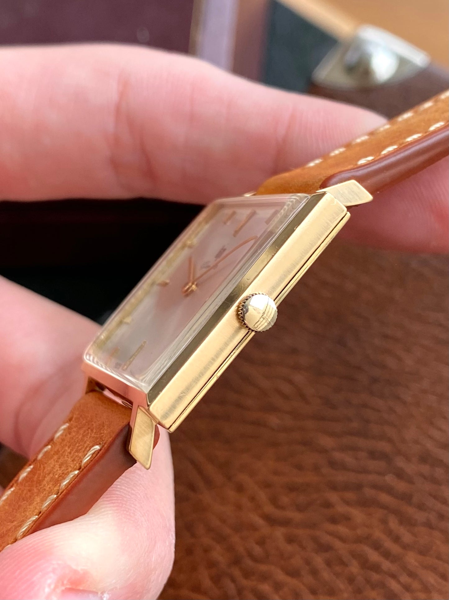LIP Genève Or Rose 18k 750/1000 - Montre Vintage Carré Mécanique Cal.515 - 1960