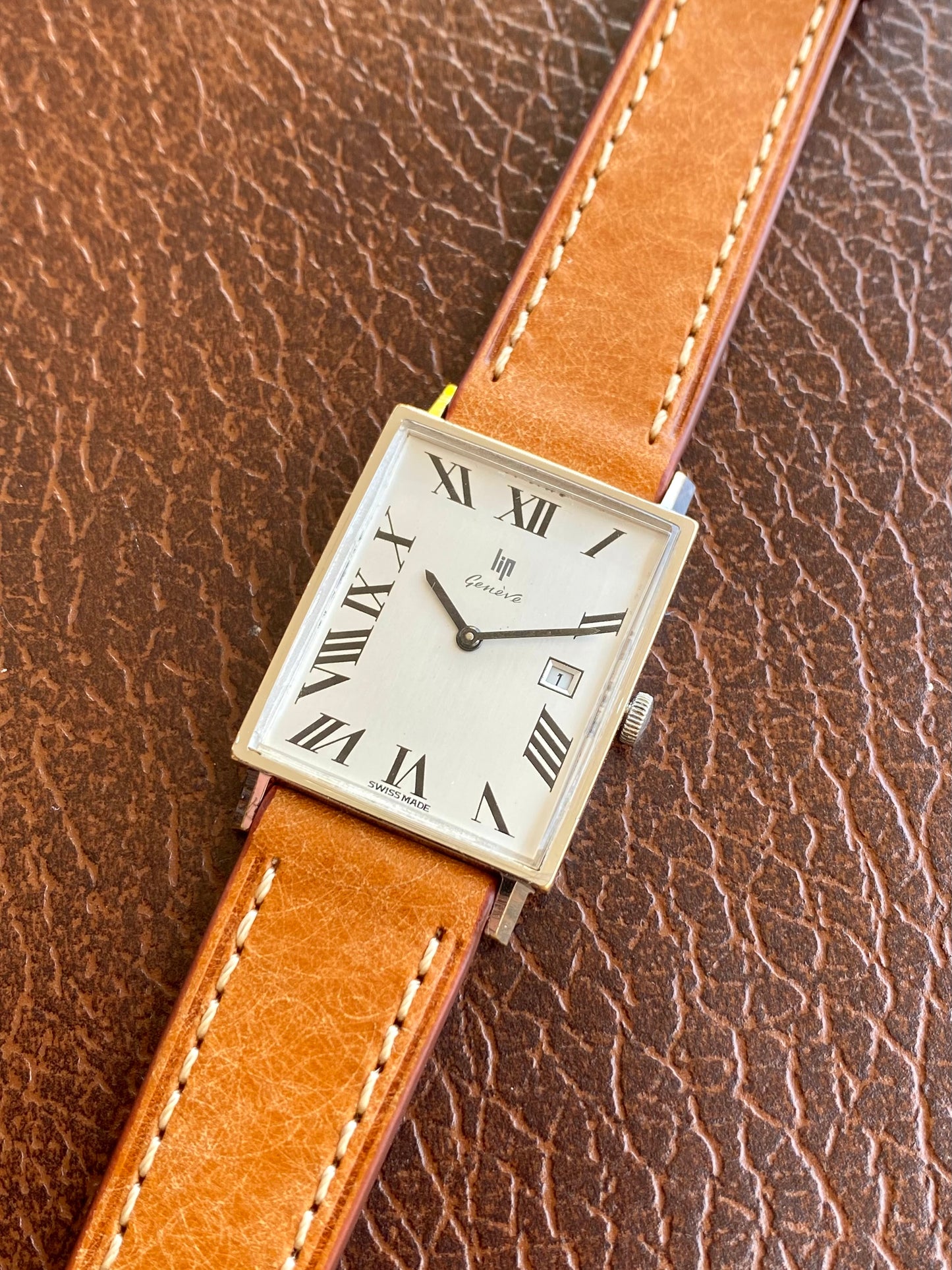 LIP Genève Montre Vintage Mécanique Boîtier Rectangle - Chiffres Romains - RC193 - 1960