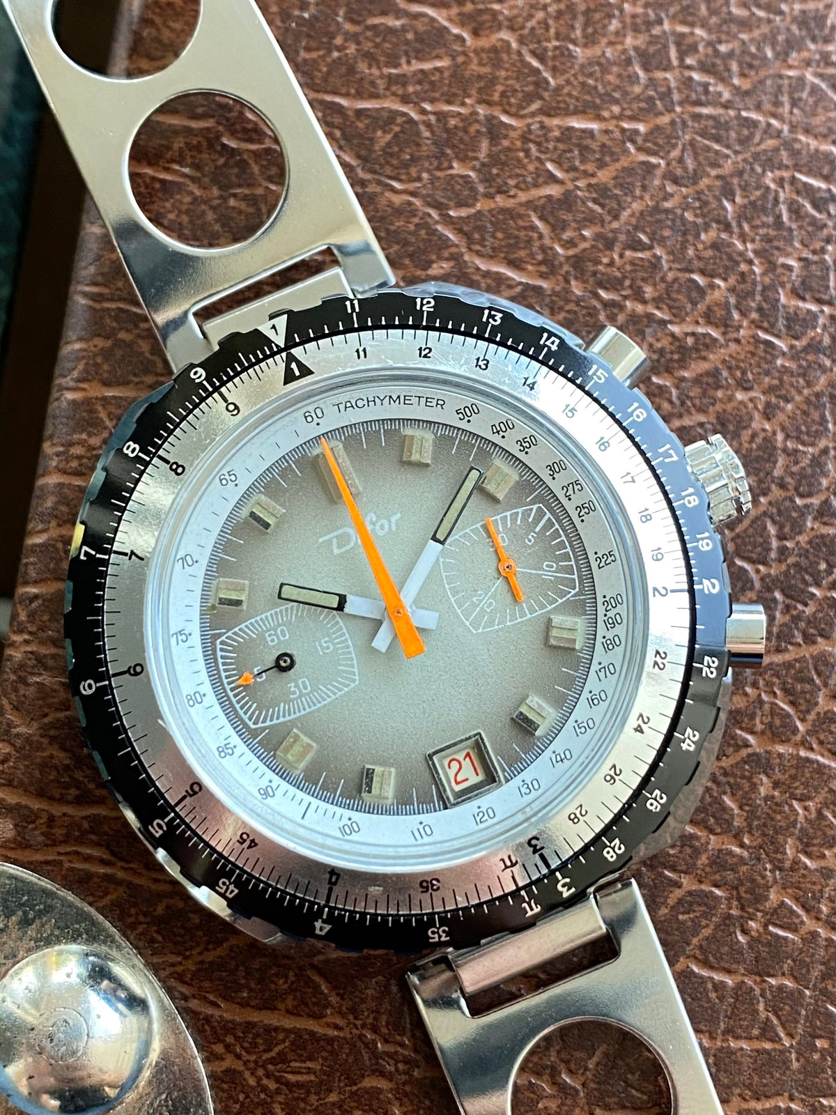 Difor France NOS Neuve Montre Vintage Chronographe Diver Plongée Valjoux 7734 - 1970