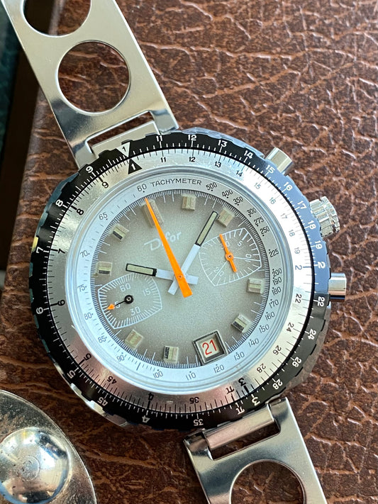 Difor France NOS Neuve Montre Vintage Chronographe Diver Plongée Valjoux 7734 - 1970