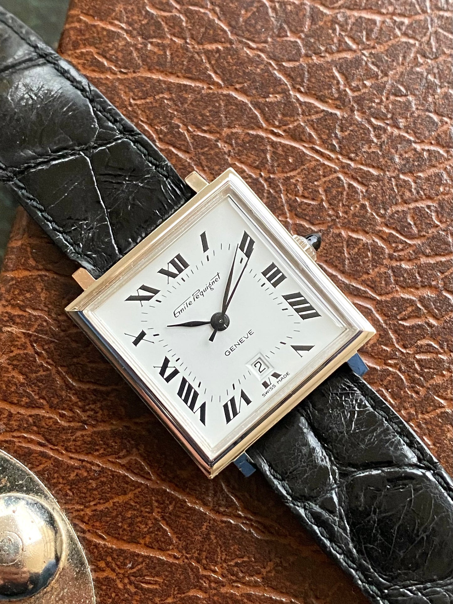 Emile Pequignet NOS Neuve de Stock - Montre Vintage Automatic Carré Chiffres Romains ETA 2670 - 1970