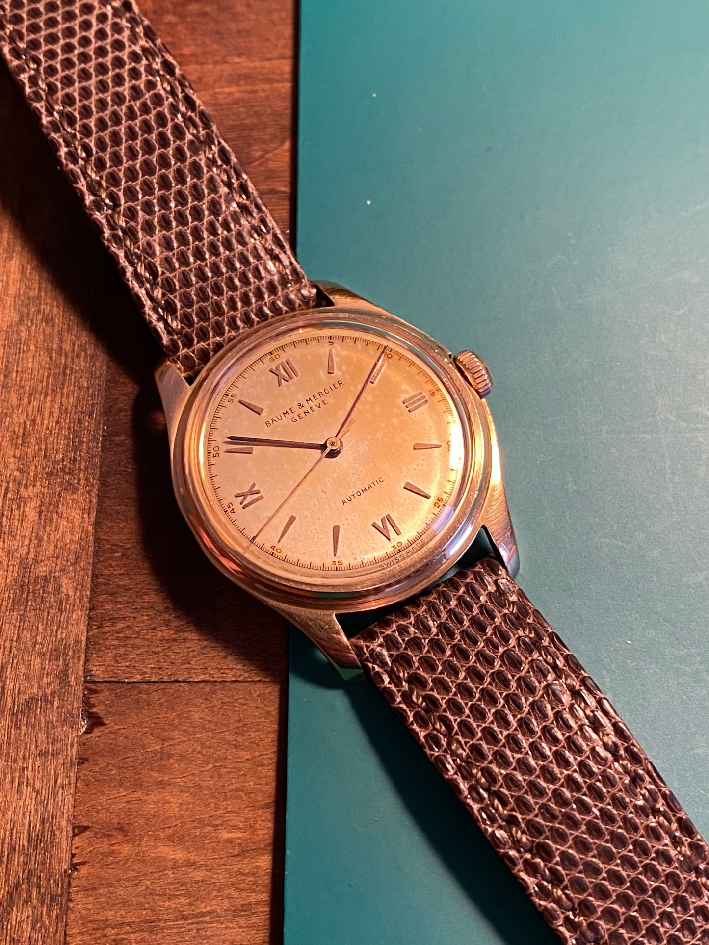 Baume & Mercier Or Rose 18k 750/1000 Bumper Automatic AS1250 Montre Vintage 1950