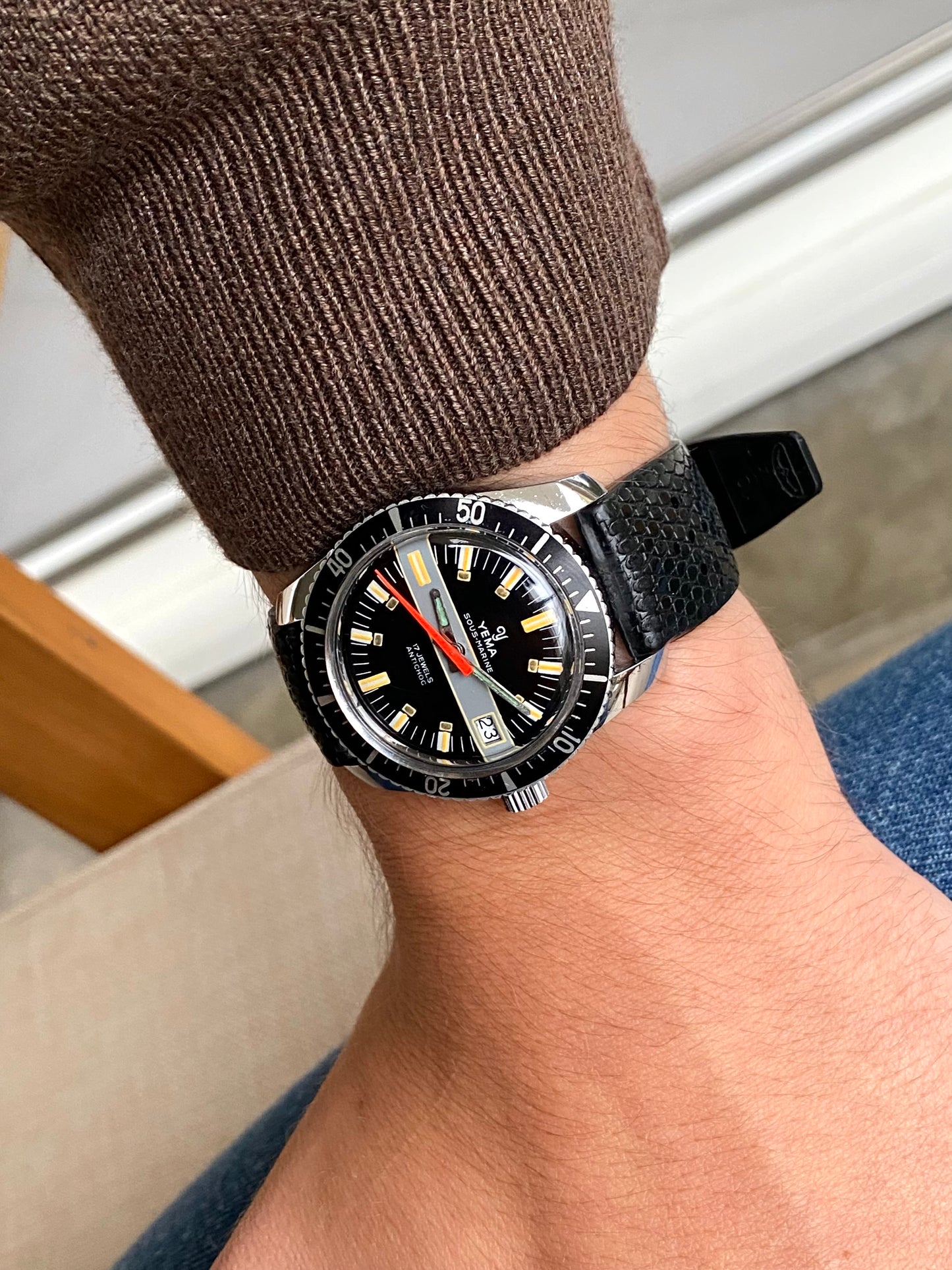 Yema Sous-Marine Rallye Dial Montre Vintage Mécanique FE141-2 Plongée 1970