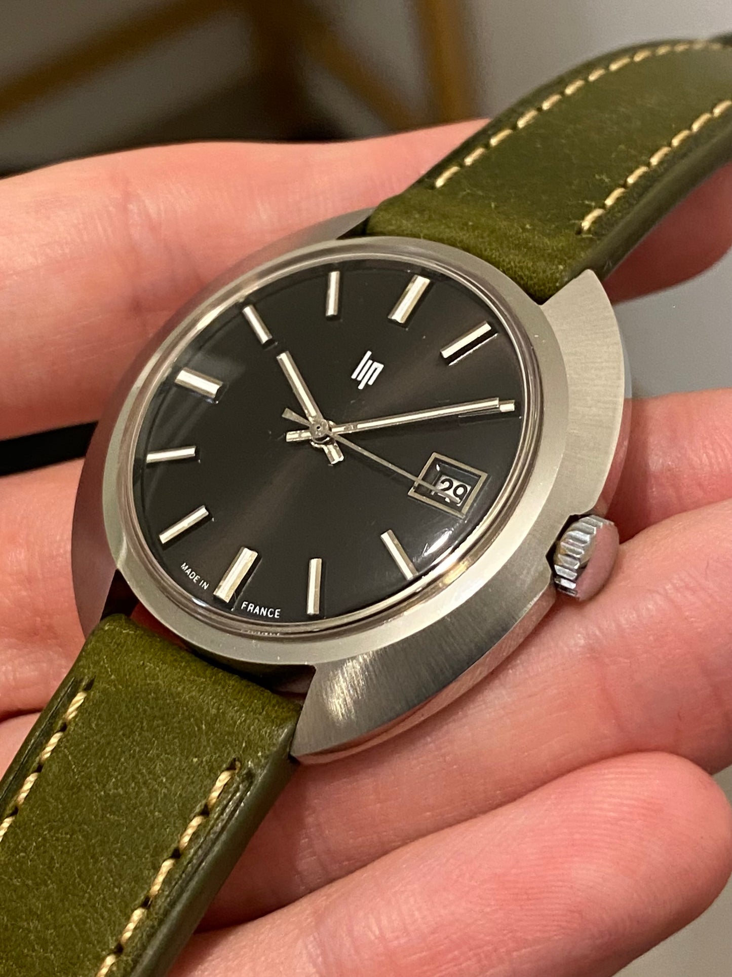 LIP Cadran Noir Montre Vintage Mécanique Cal.751 1960