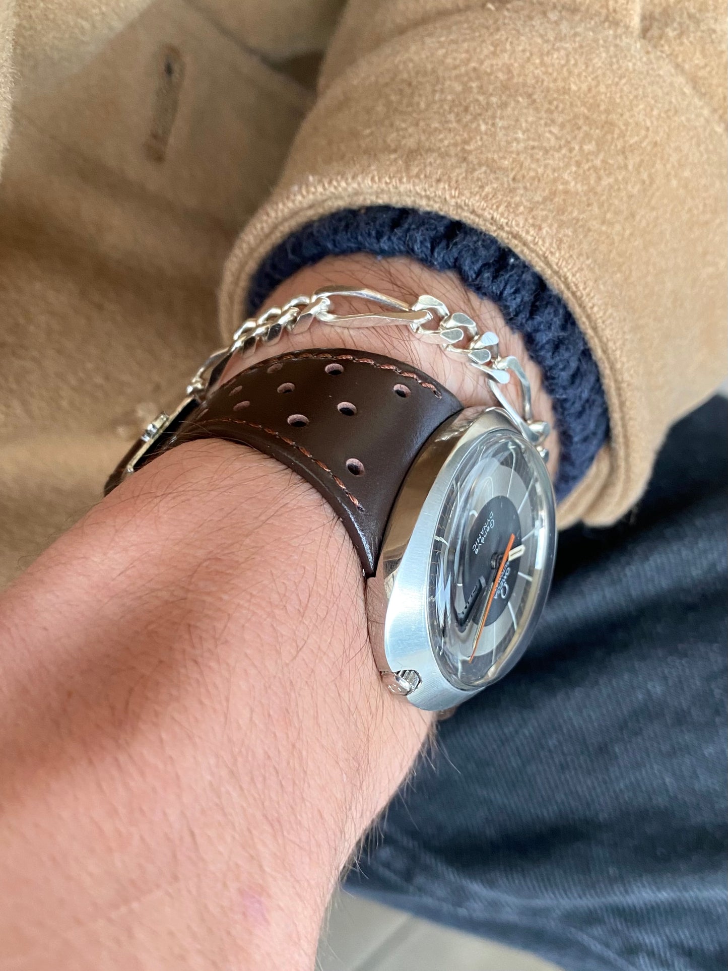 Omega Genève Dynamic Bullseye Automatic Jour Date - Cal. 752 Ref. 166.079 Montre Vintage Mécanique 1969