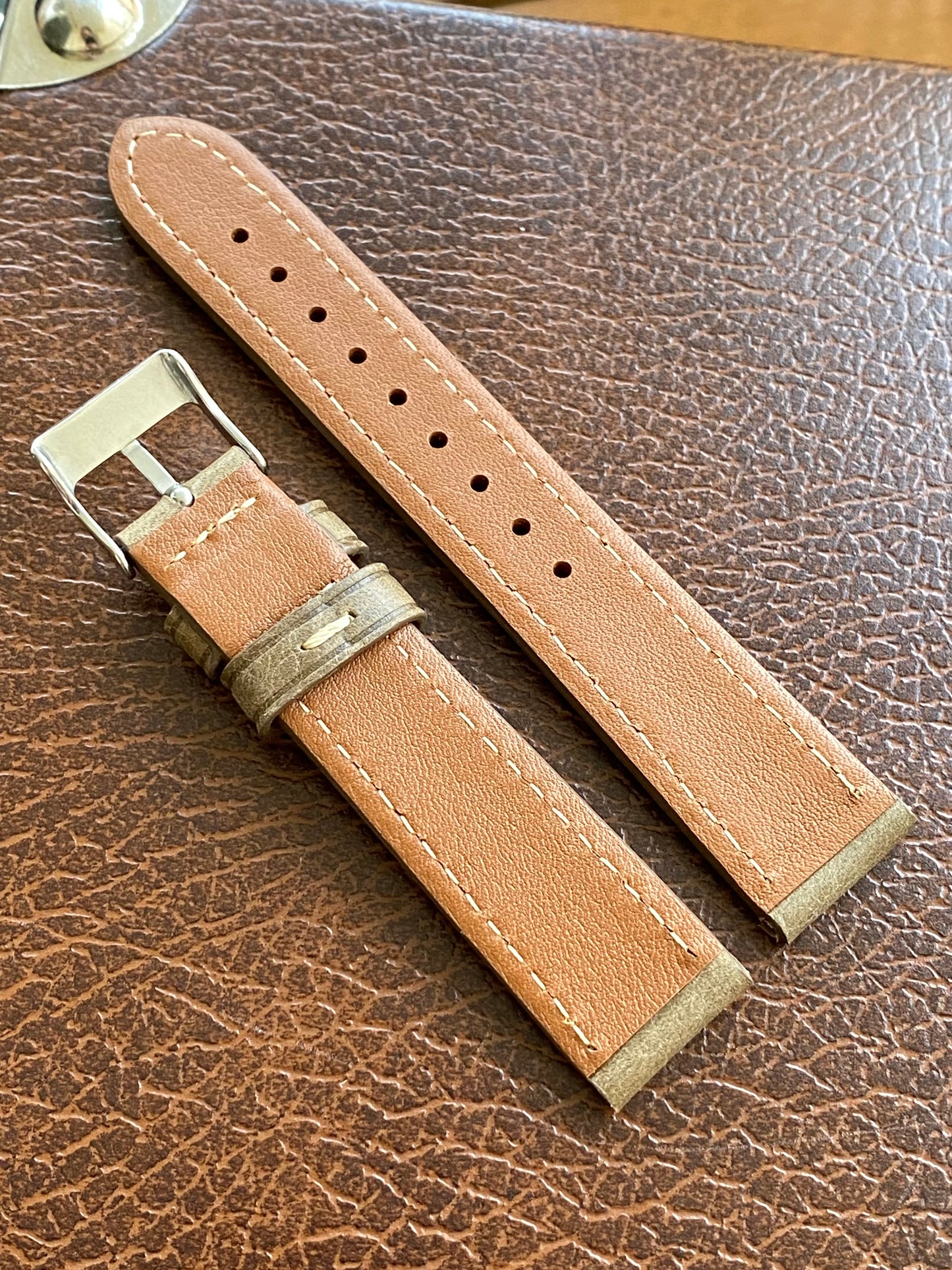 Bracelet de Montre Vintage - GRIS 18mm - Cuir Véritable de Haute Qualité