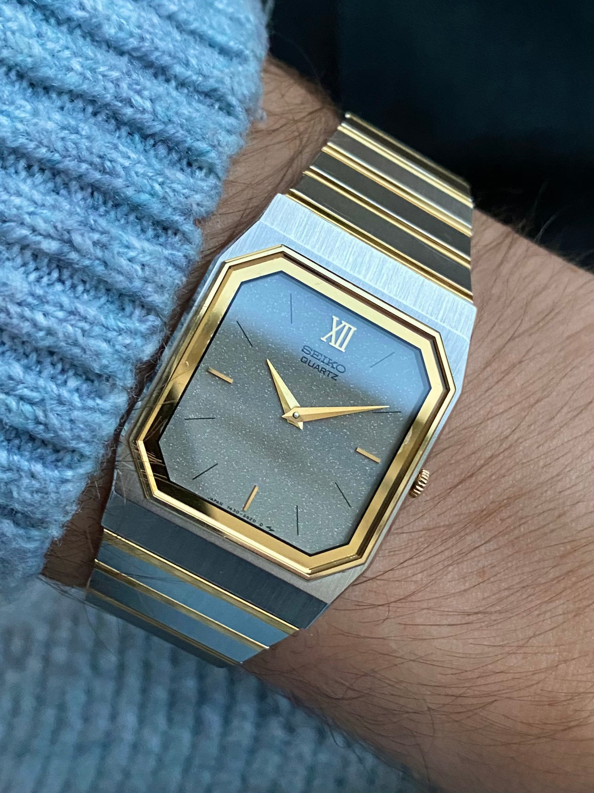Seiko Tank Quartz Montre Vintage Or - Acier 1980