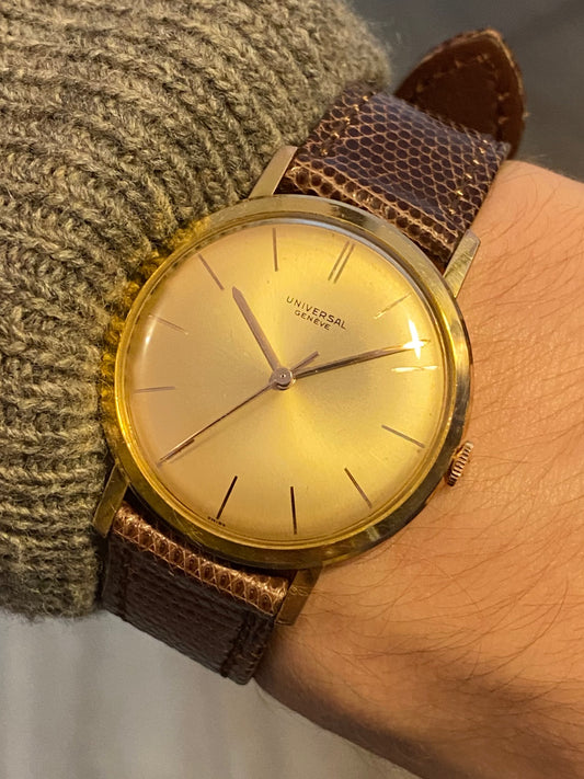 Universal Genève Montre Vintage Mécanique Plaqué Or Cal.1105 1960