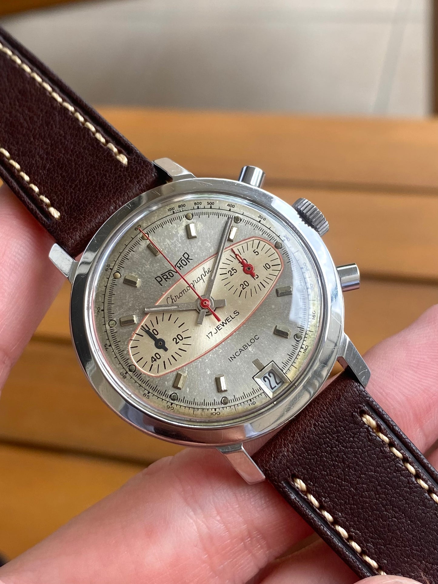Provhor Chronographe Racing Landeron 189 Montre Rallye Mécanique 1970