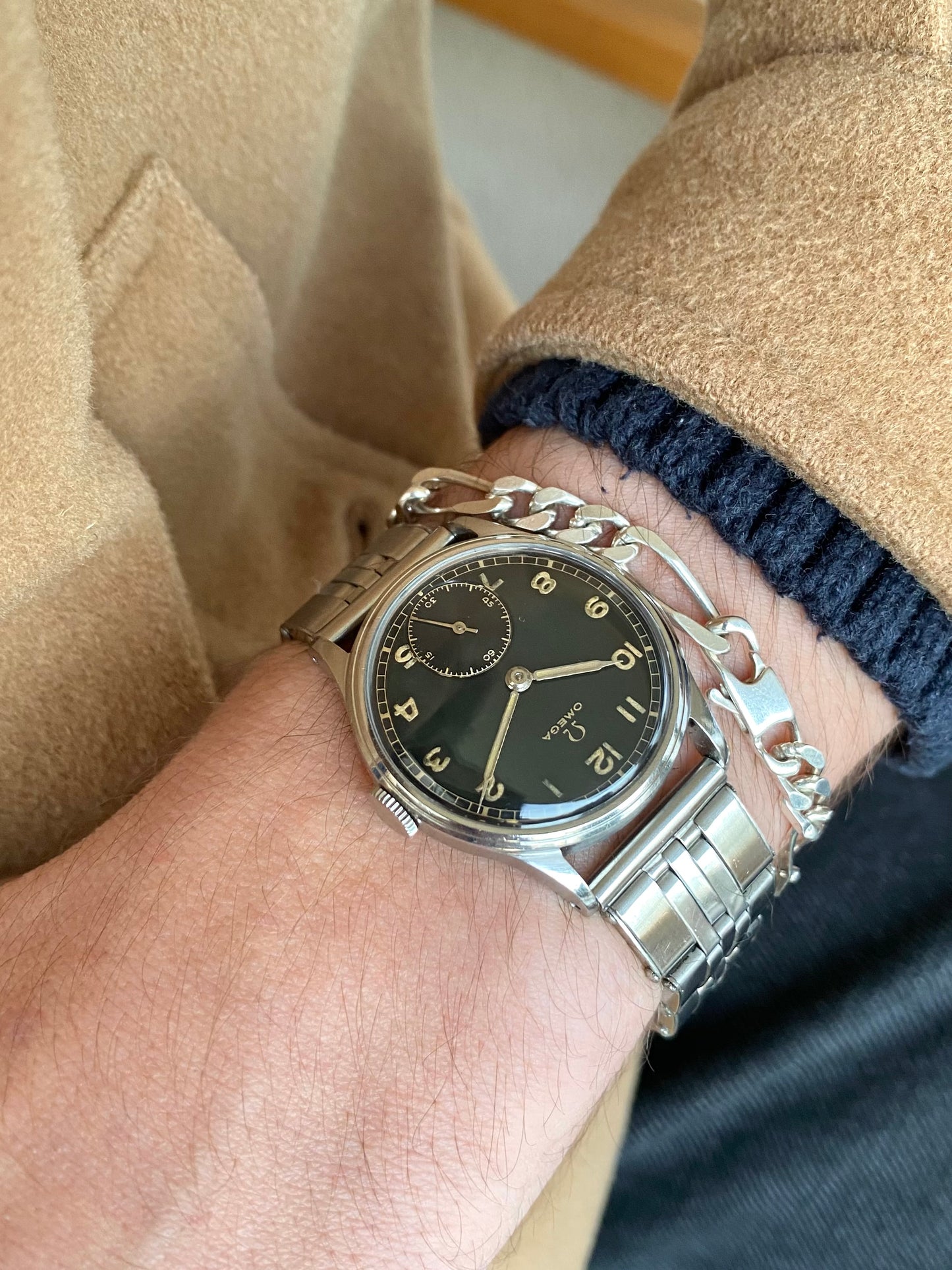 Omega Militaire WWII Cadran Noir Réf. 2190 Cal. 30t2 - Montre Vintage Mécanique 1945