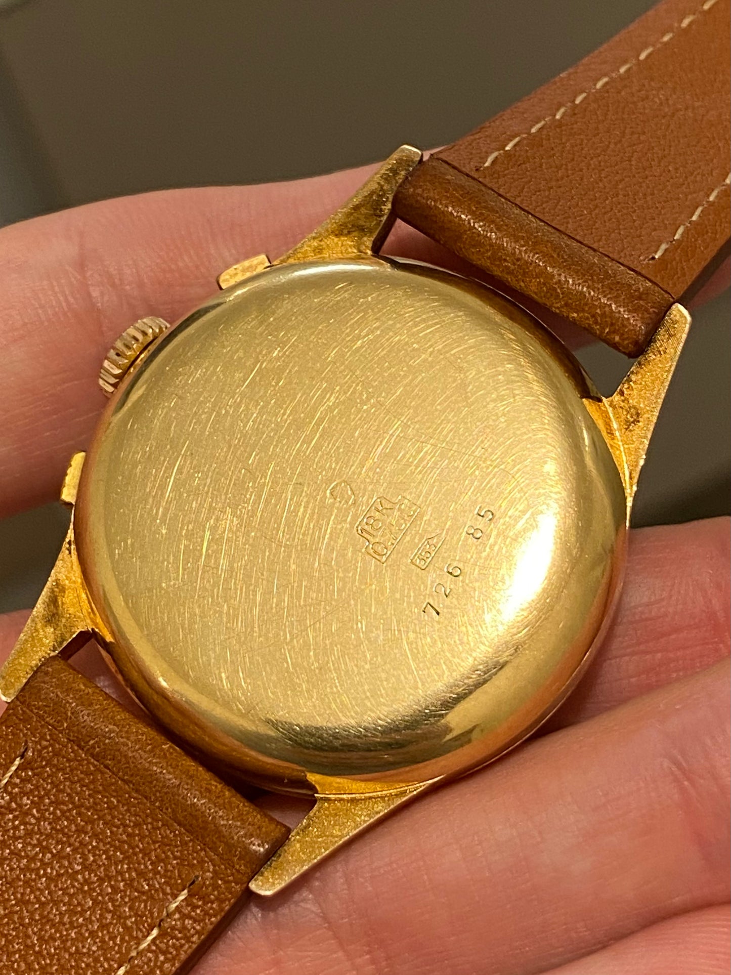 Fludo 18k Or Jaune 750/1000 Chronographe Suisse Landeron 51 Mécanique 1950