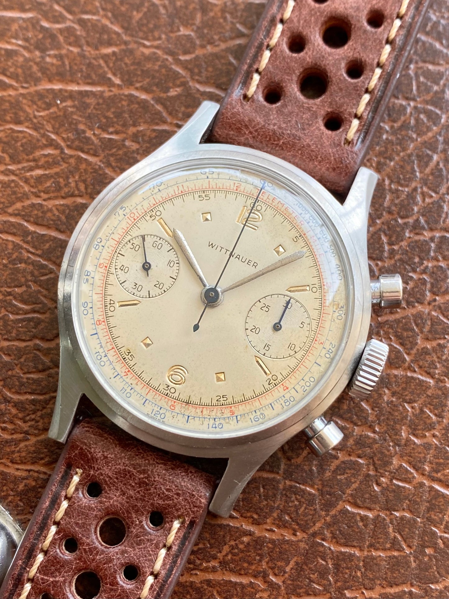 Wittnauer MultiScale Chronograph - Montre Vintage Mécanique Acier - Venus 188 - Aviation Militaire 1940