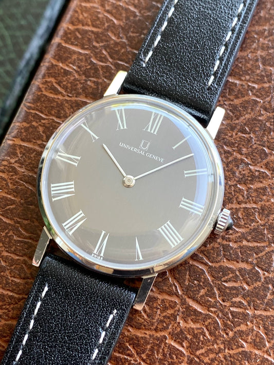 Universal Genève Extra-Plate Montre Vintage Mécanique Cadran Noir Cal. 42 Ref. 842109 - 1960
